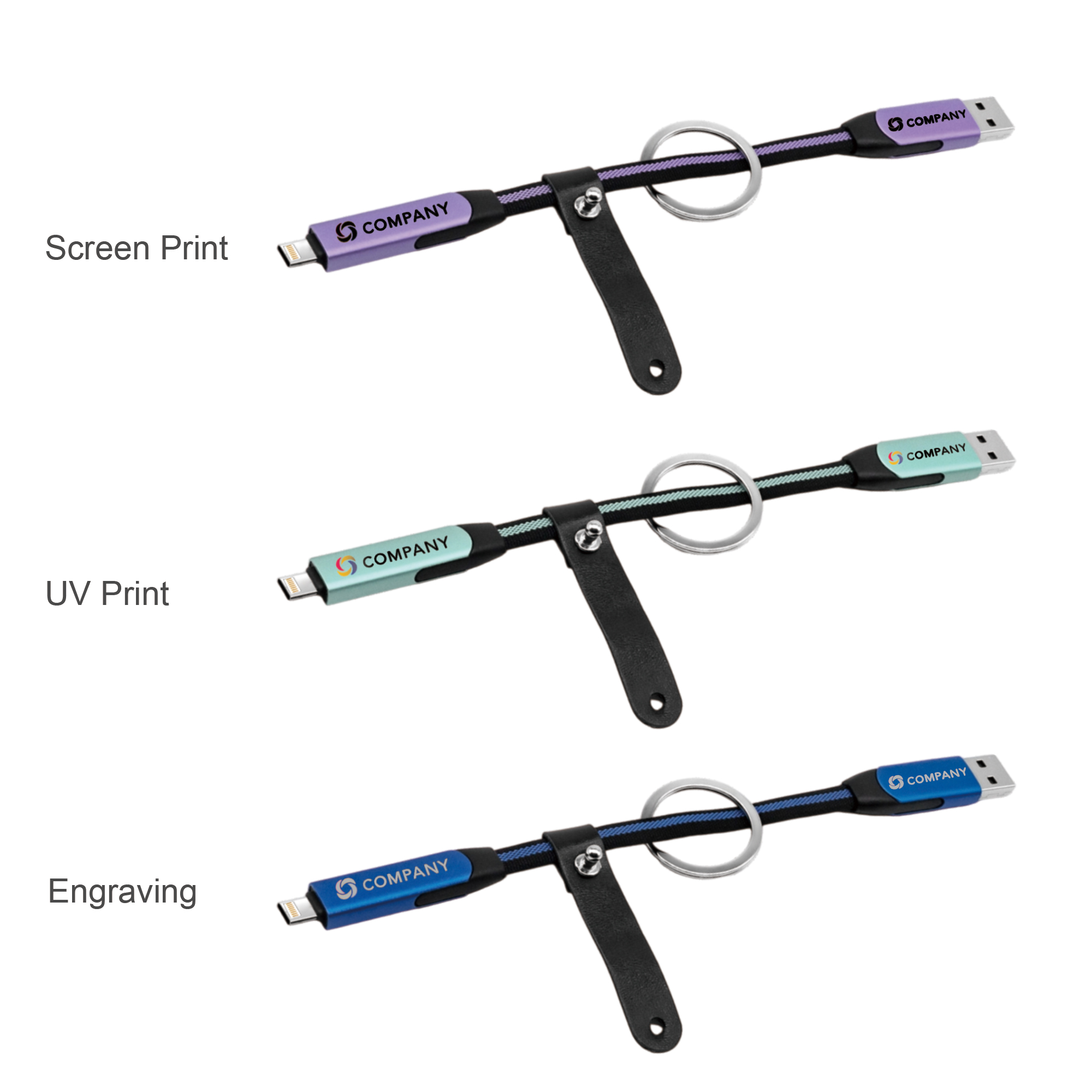 60W 6-in-1 Braided Charging Cable with Keyring - Image 10