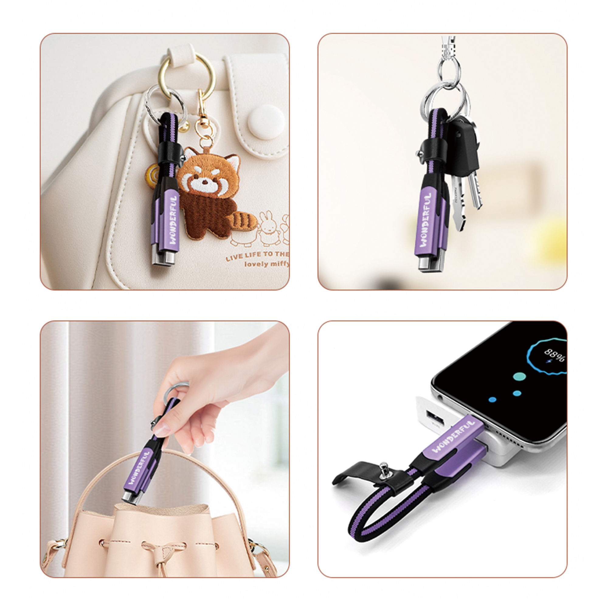 60W 6-in-1 Braided Charging Cable with Keyring - Image 12