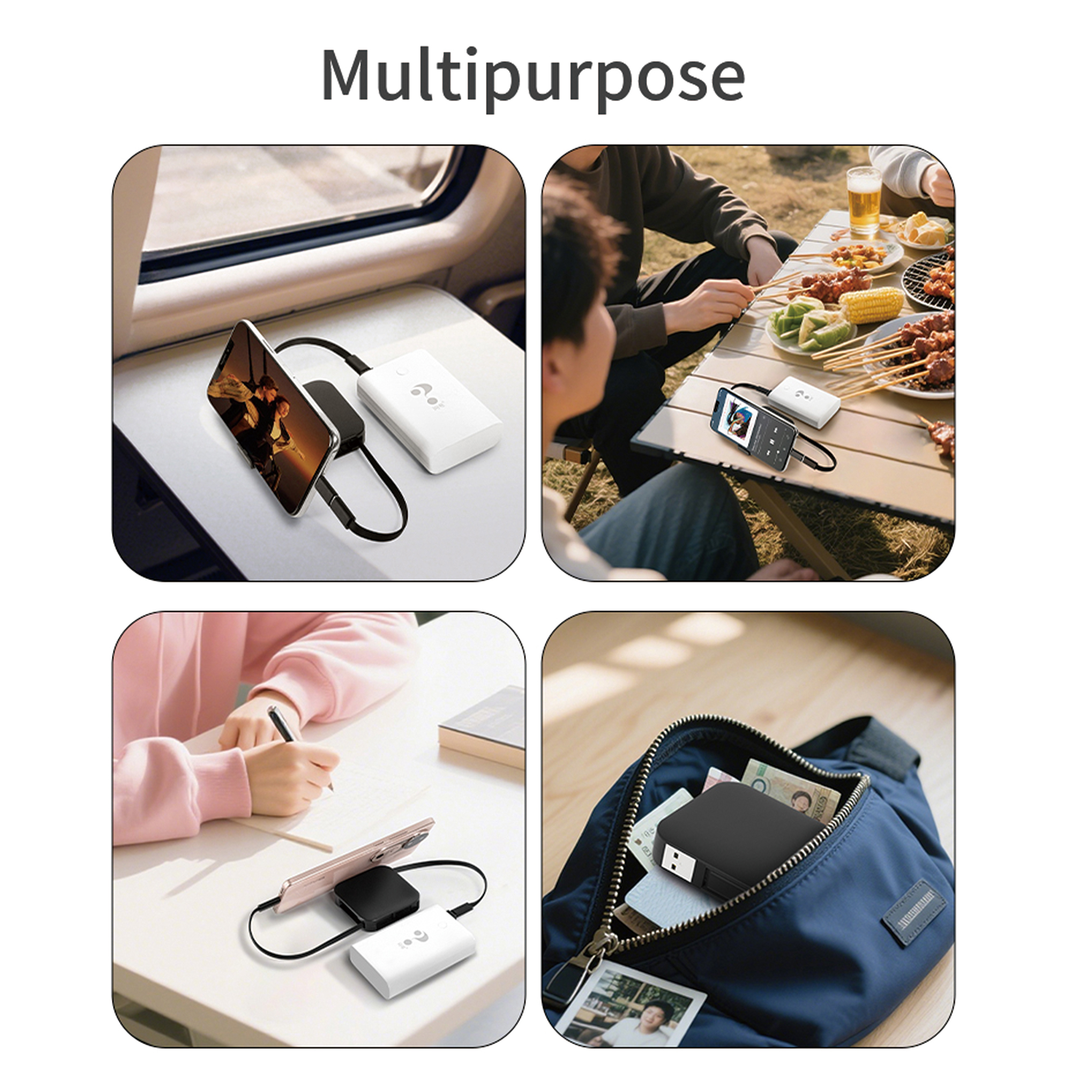 60W 4-in-1 Retractable Charging Cable with Phone Stand - Image 9