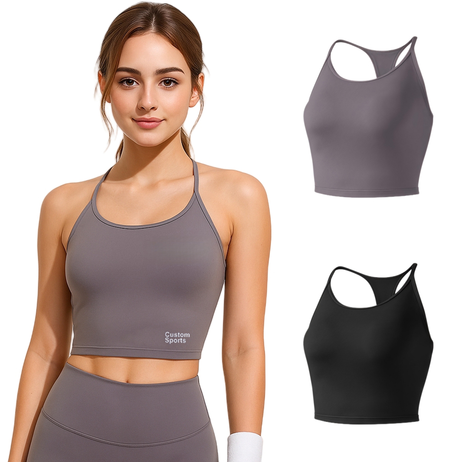 Women's Seamless Thin-Strap Racerback LYCRA Yoga Bra Tank