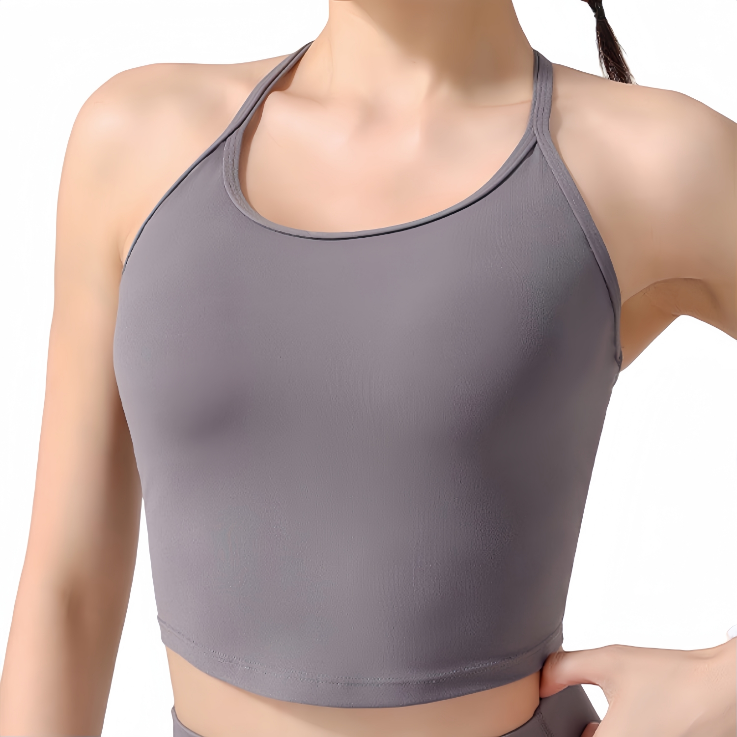 Women's Seamless Thin-Strap Racerback LYCRA Yoga Bra Tank - Image 2