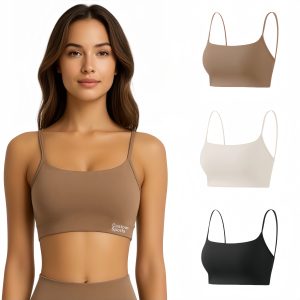 Women's Seamless Thin-Strap U-Back Yoga Crop Bra Tank