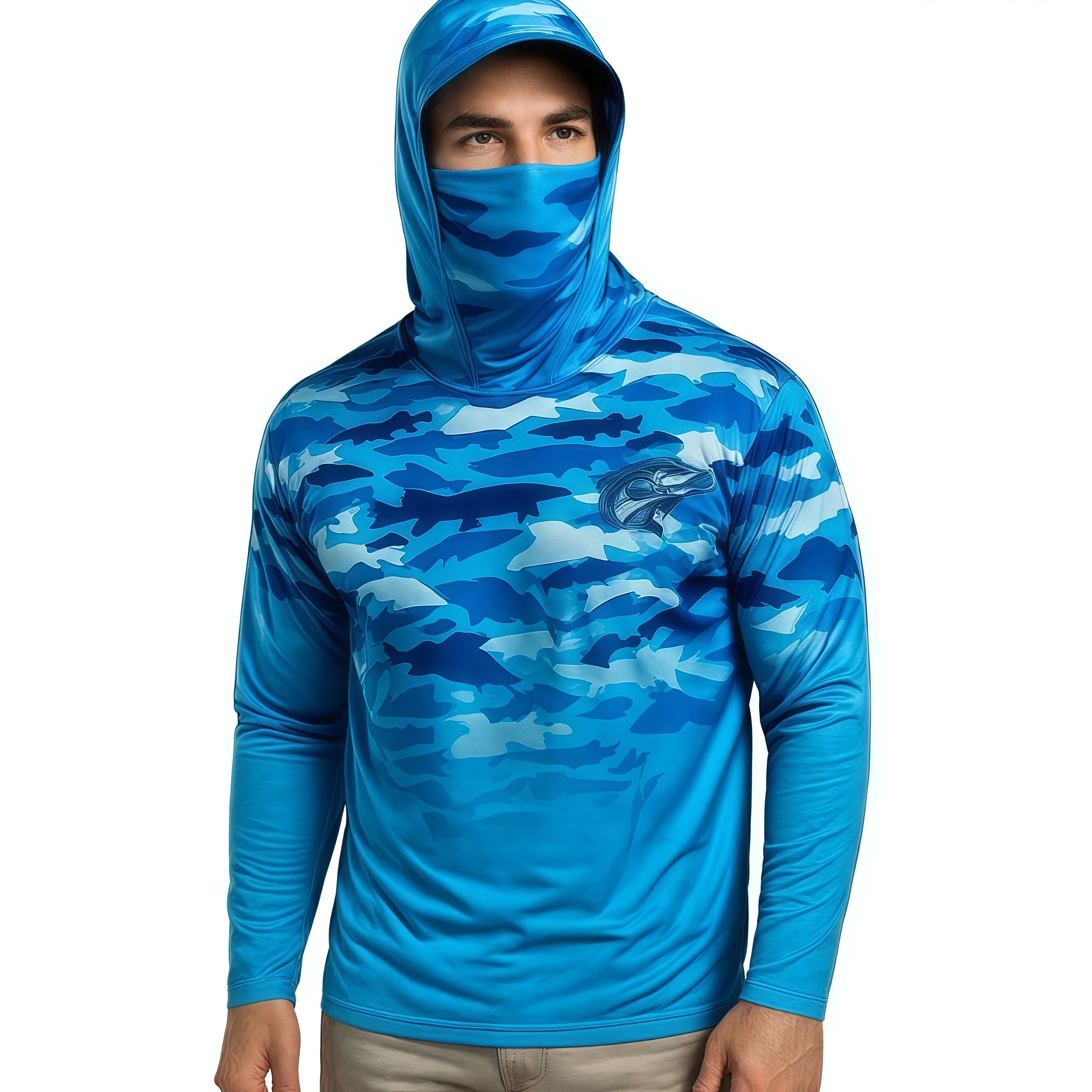 Men's Polyester Spandex Sublimated Sun Protection Fishing Hoodie