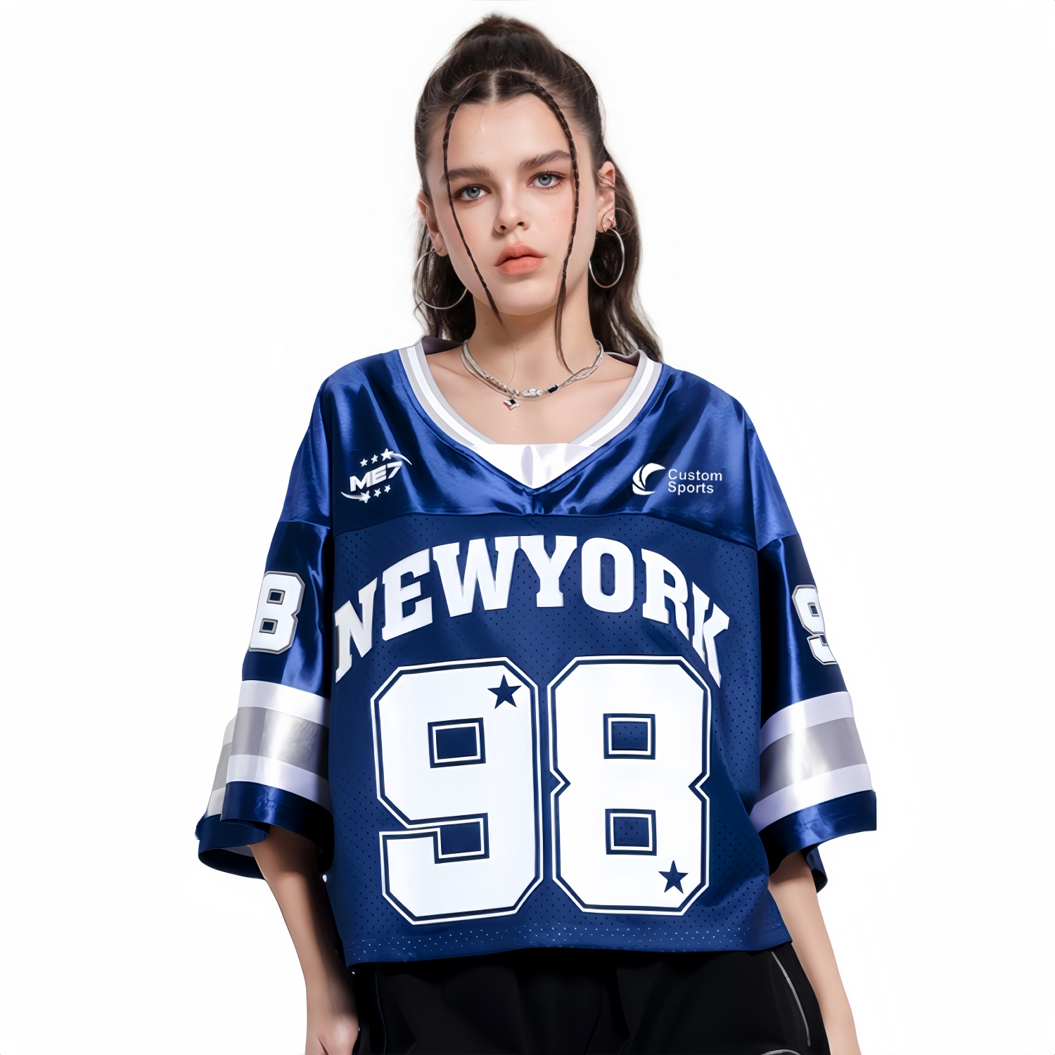 100% Polyester Unisex Sublimation Crop Splicing Retro Jersey