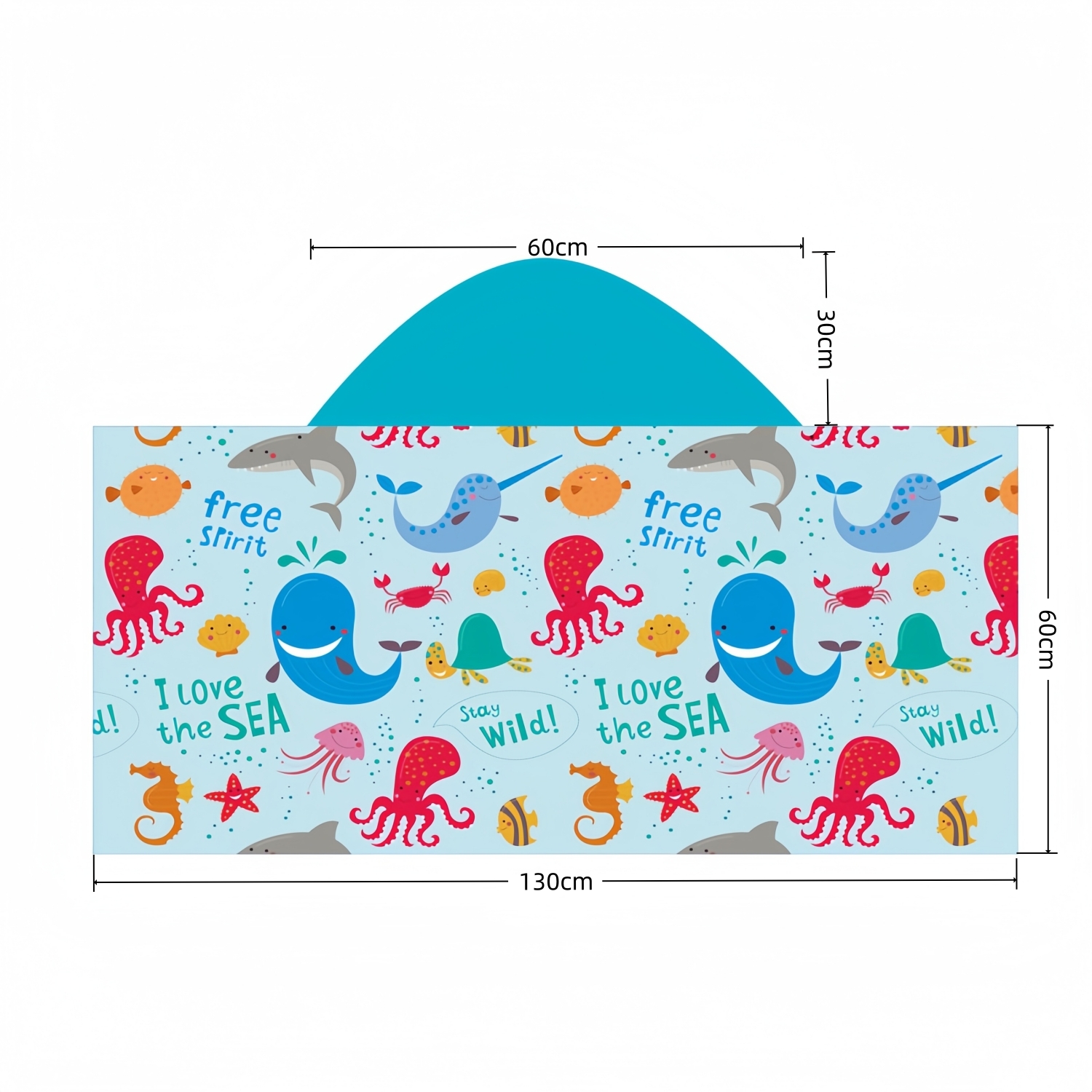 100% Double-Sided Fleece Sublimation Kids Hooded Towel Surf Shawl - Image 6