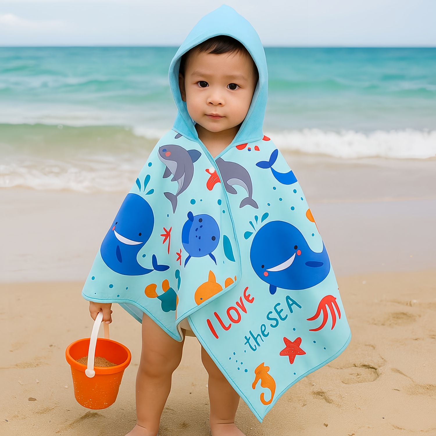 100% Microfibre Sublimation Kids Hooded Towel Surf Shawl - Image 3