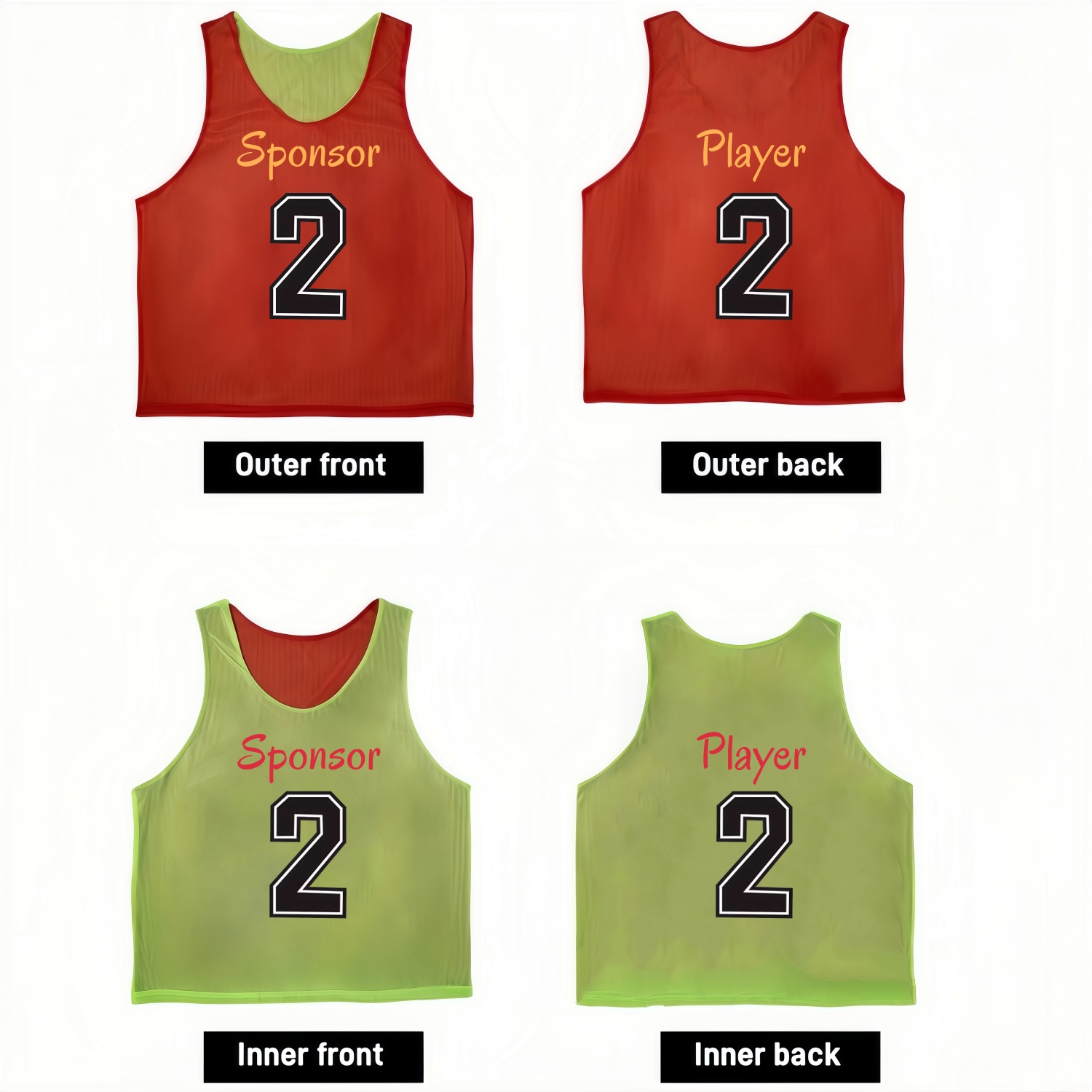100% Polyester Mesh Sublimated Reversible Training Bib