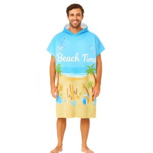 100% Cotton Sublimation Hoody Towel Surf Poncho Without Pocket