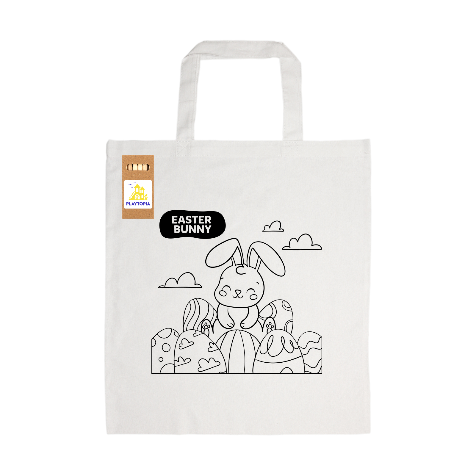 Colouring Short Handle Cotton Bag & Pencils - Image 3