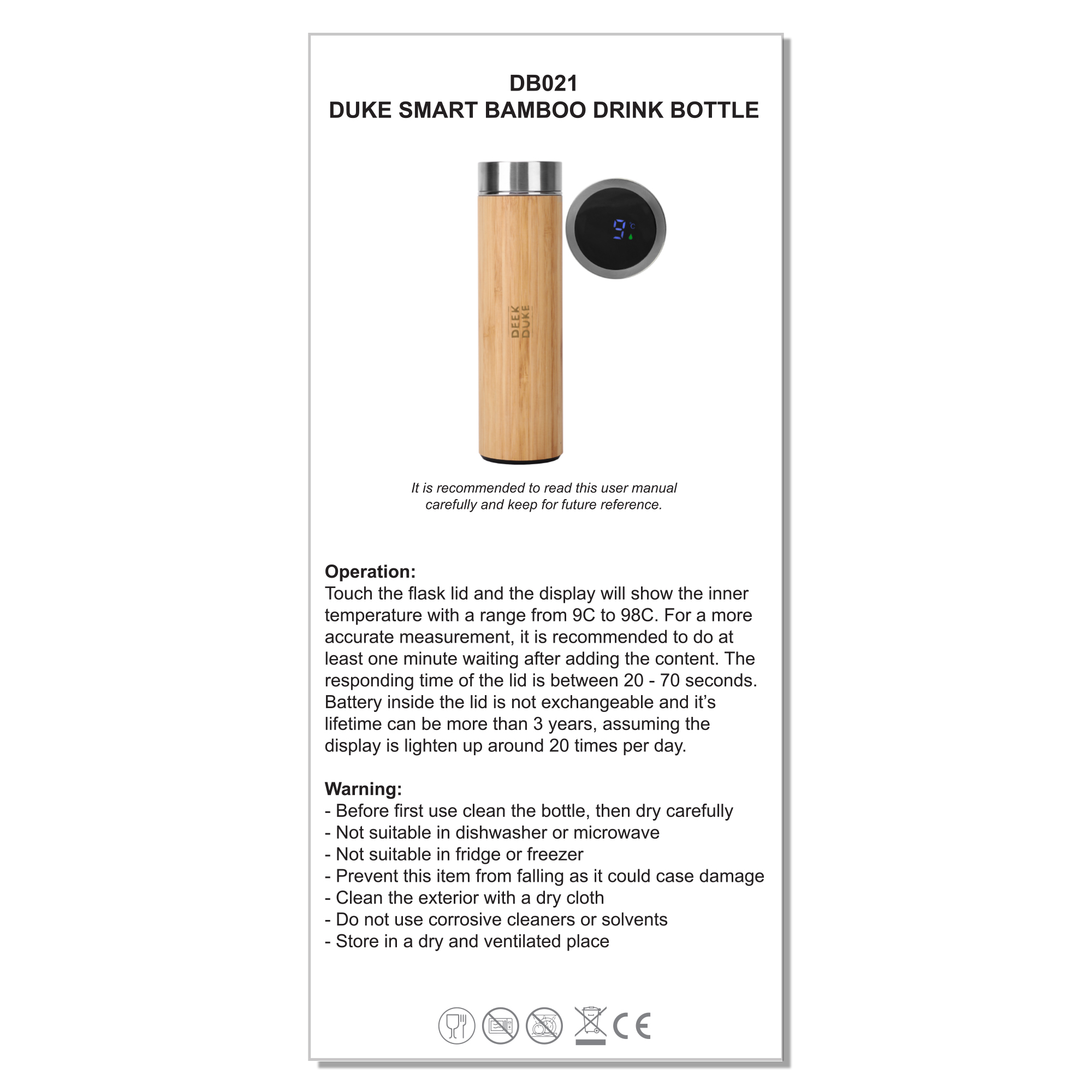 Duke Smart Bamboo Drink Bottle - Image 7