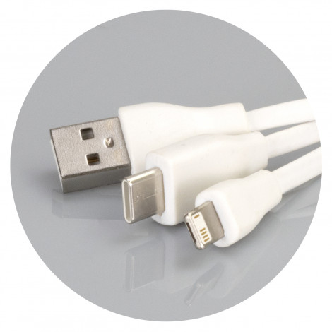 Bamboo Charging Cable Key Ring - Round - Image 3