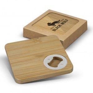 Bamboo Bottle Opener Coaster - Set of 2 - Square