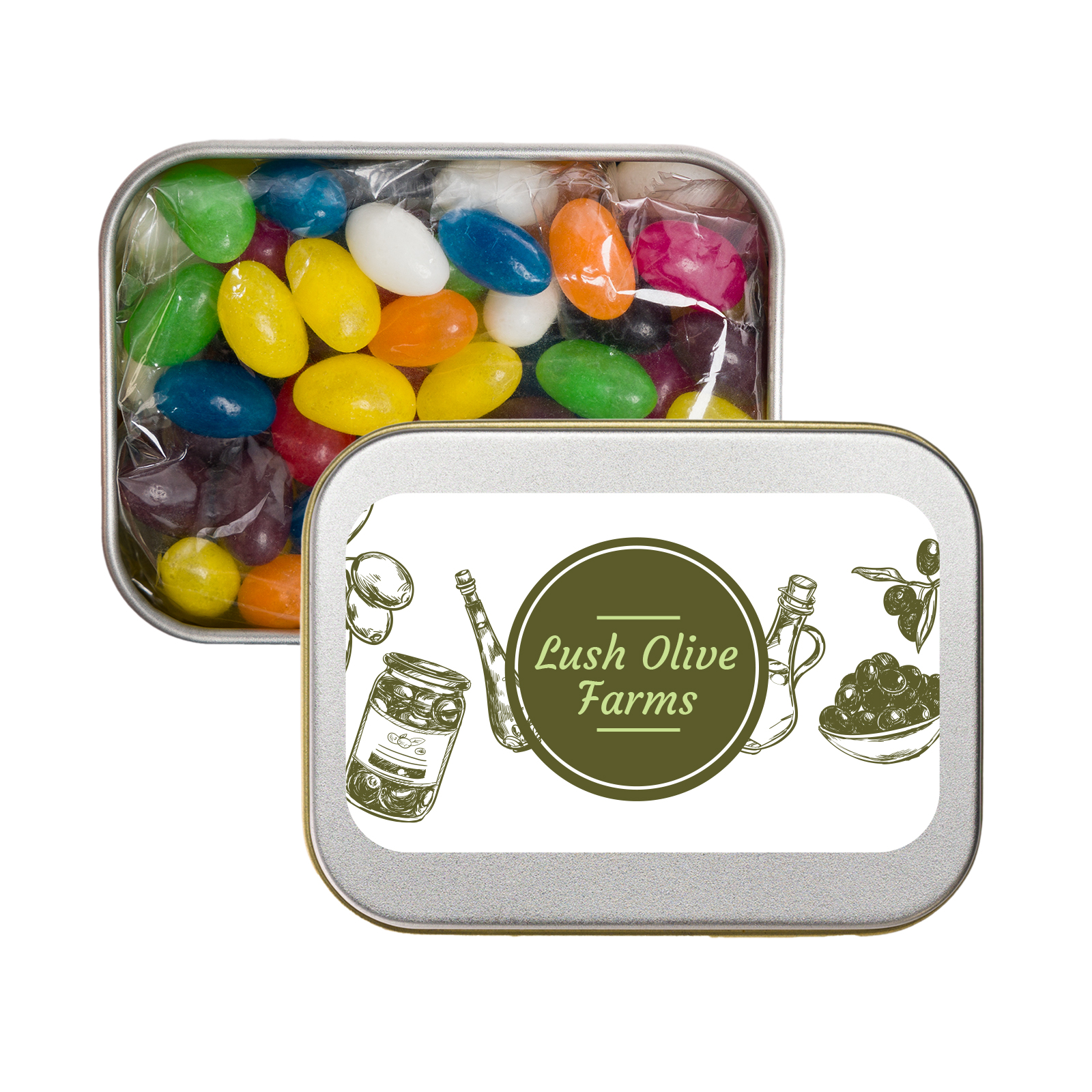 Assorted Colour Mini Jelly Beans in Silver Rectangular Tin - Image 9