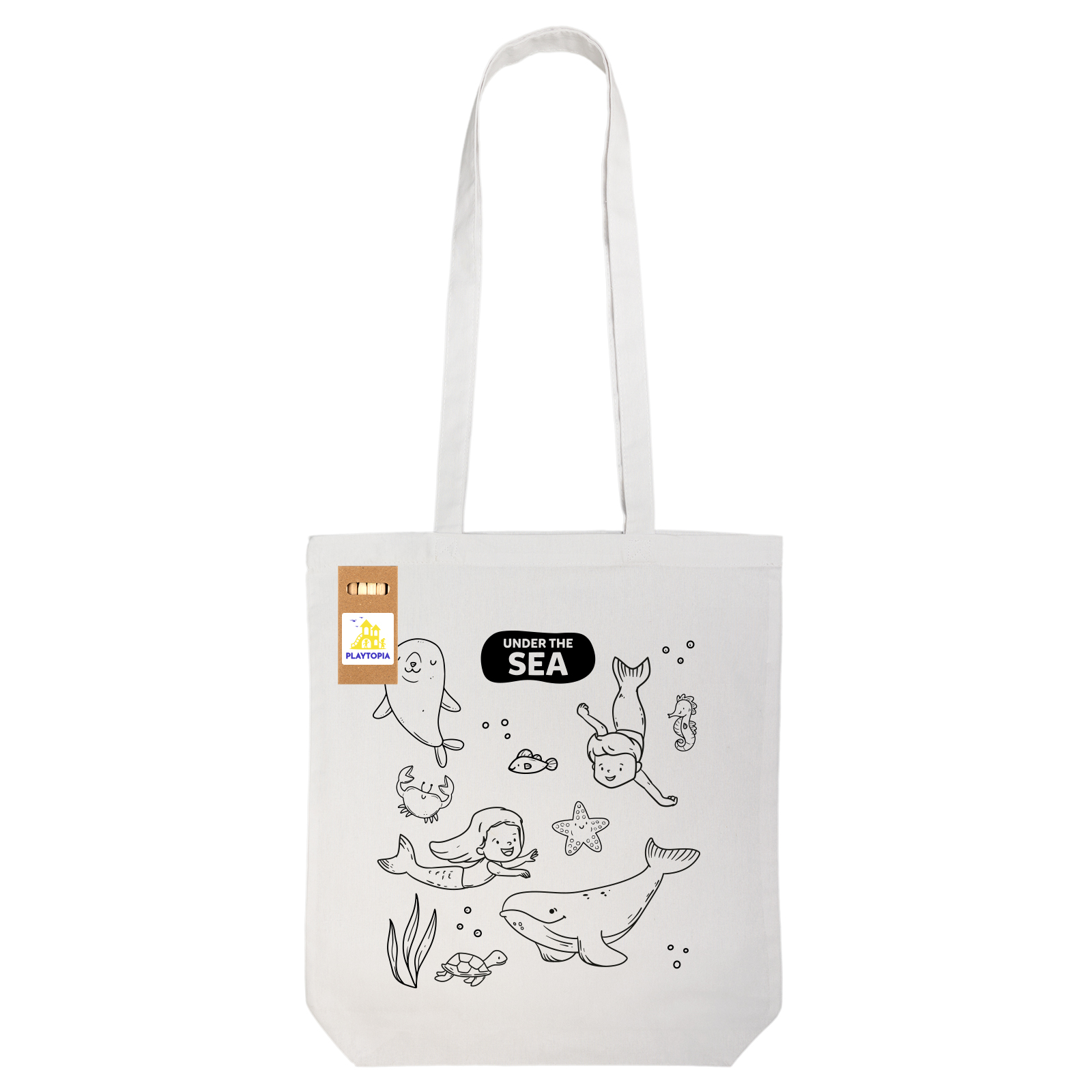 Colouring Long Handle Cotton Bag & Pencils - Image 2