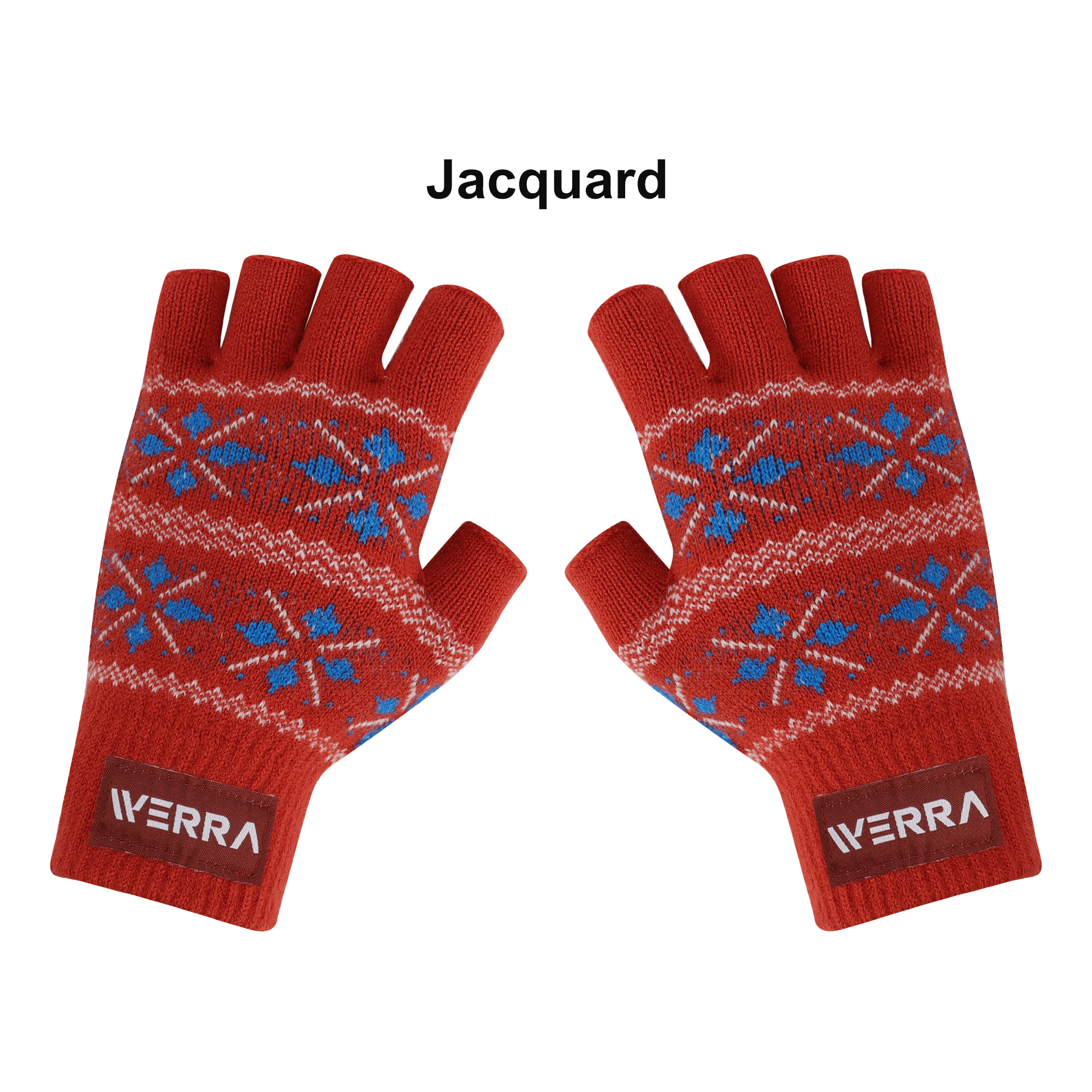 Adults Jacquard Fingerless Gloves - Image 4