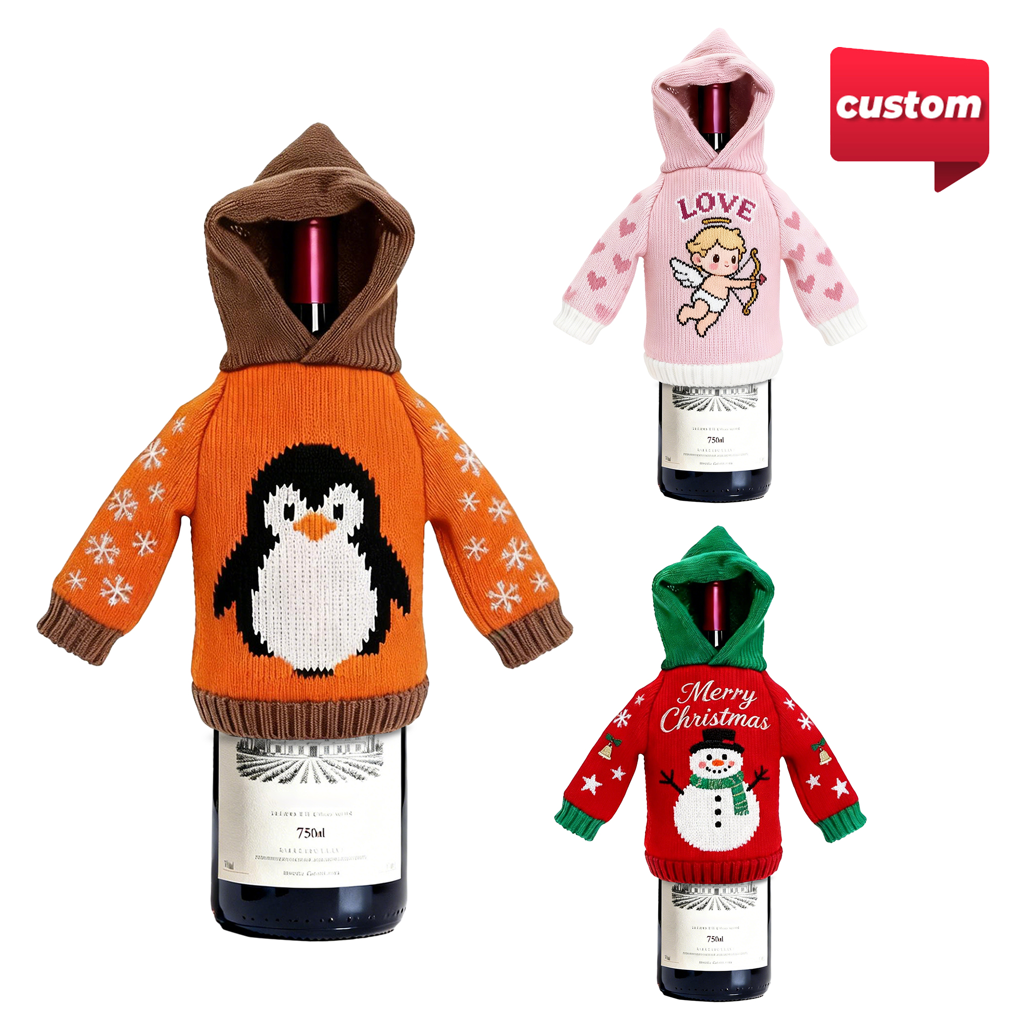 Customisable Knitted Wine Bottle Cover