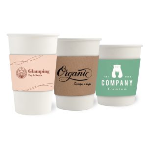 PLA Single Wall Compostable Paper Cups with Cup Sleeve