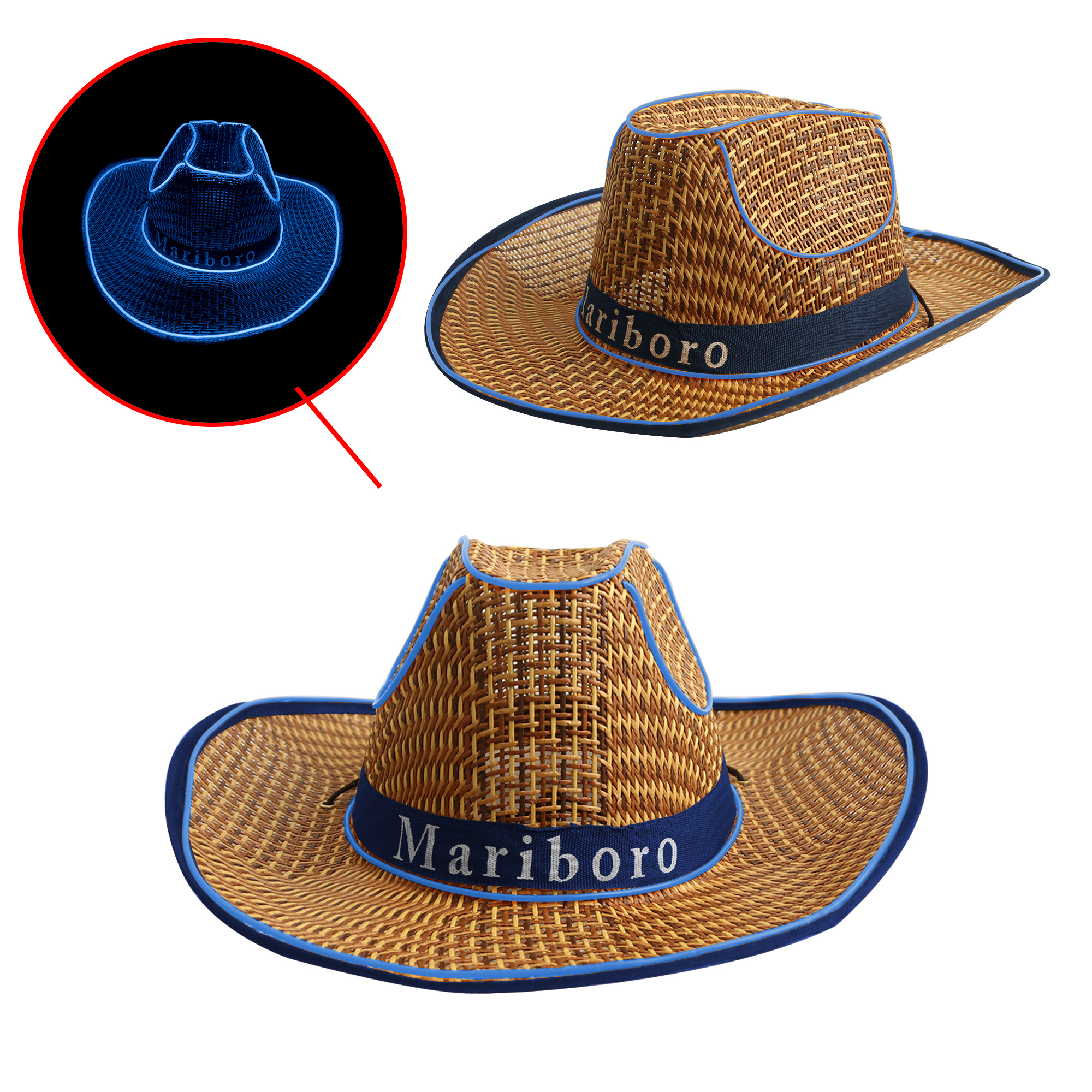 Light Up Straw Hats - Image 4