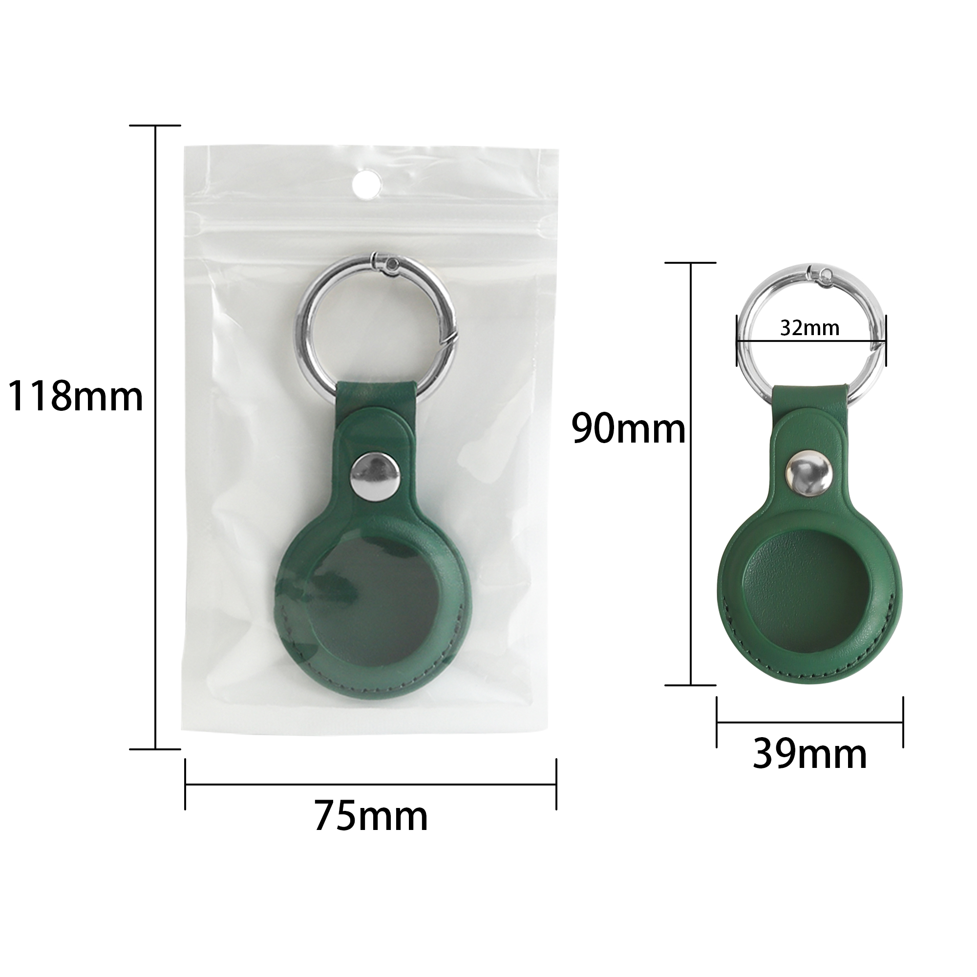 PU Leather AirTag Holder with Keyring - Image 13