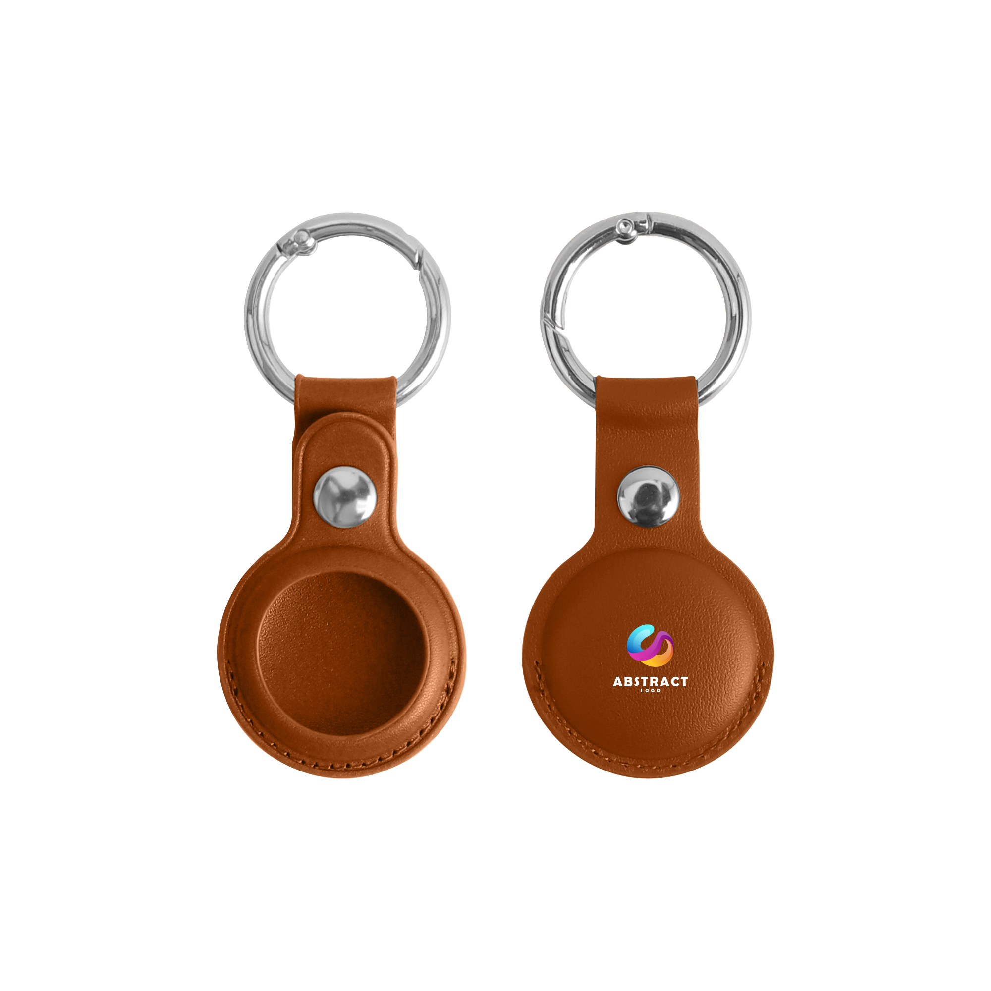 PU Leather AirTag Holder with Keyring - Image 10