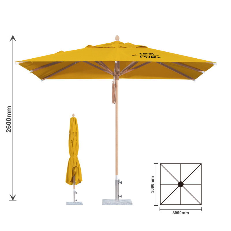 3x3m Wind-resistant Square Stock Colour Outdoor Umbrella - Image 2