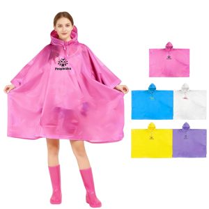 Reusable Adult PEVA Screen Print Rain Poncho