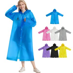Reusable Adult PEVA Screen Print Raincoat
