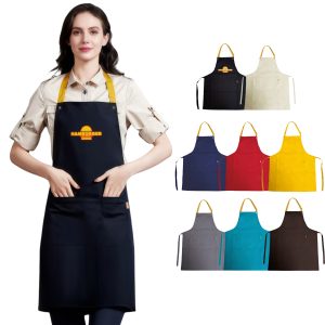 Poly-Cotton Canvas Full Bib Apron With Colour Neck Strap