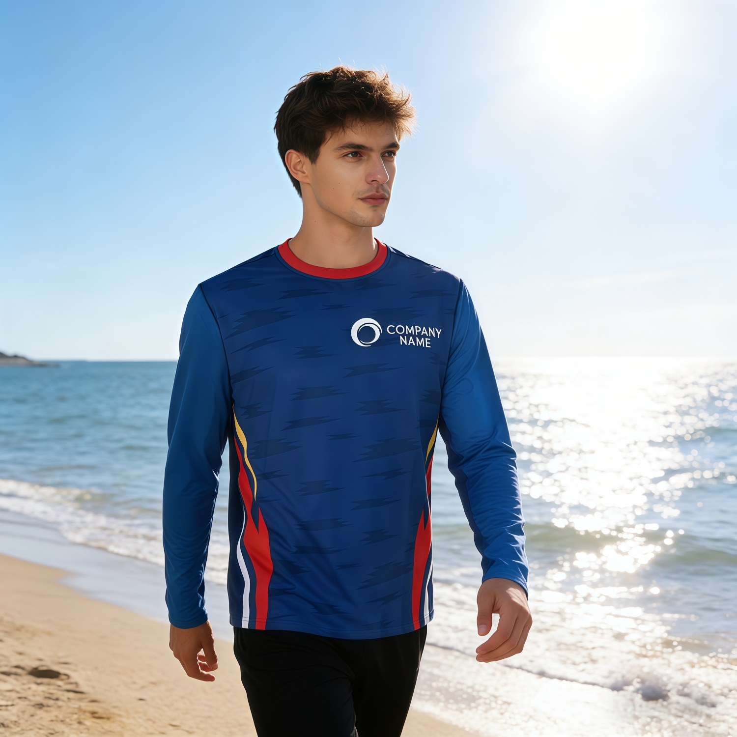 Men's Polyester Spandex Sublimated Sun Protection Long-sleeved T-shirt - Image 2