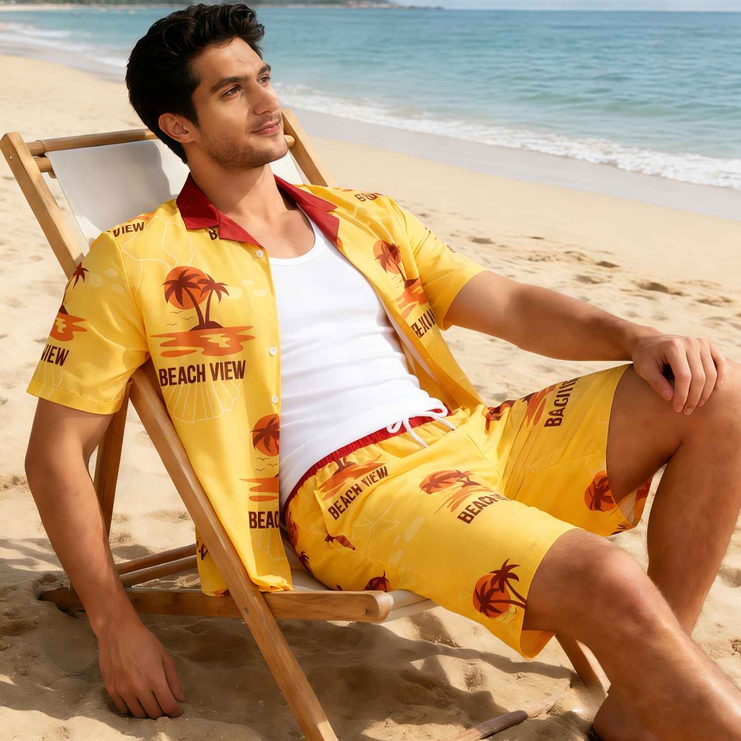 Men's Sublimated Imitation Cotton Cuban Collar Shirt - Image 2