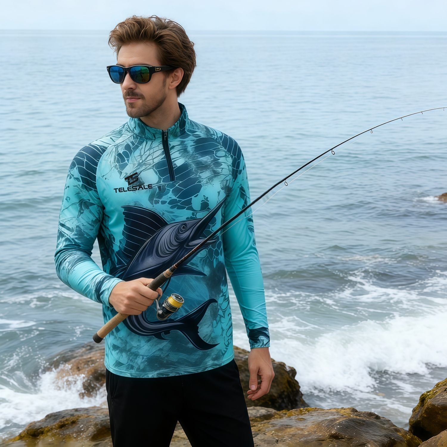 Men's Polyester Spandex Sublimated 1/4 Zip Fishing Pullover - Image 2
