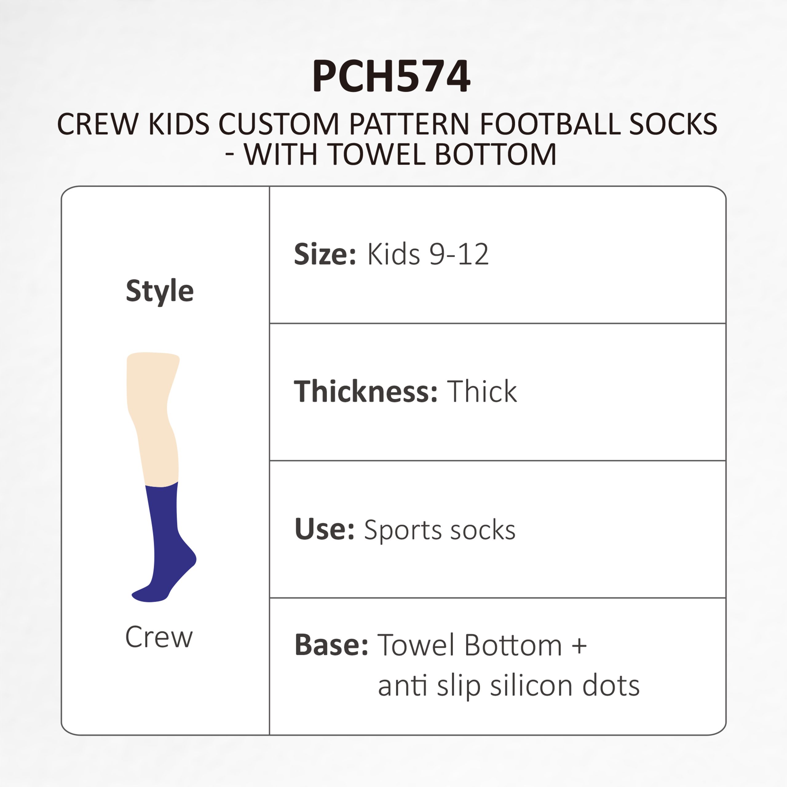 Crew Kids Custom Pattern Football Socks - With Towel Bottom - Image 12