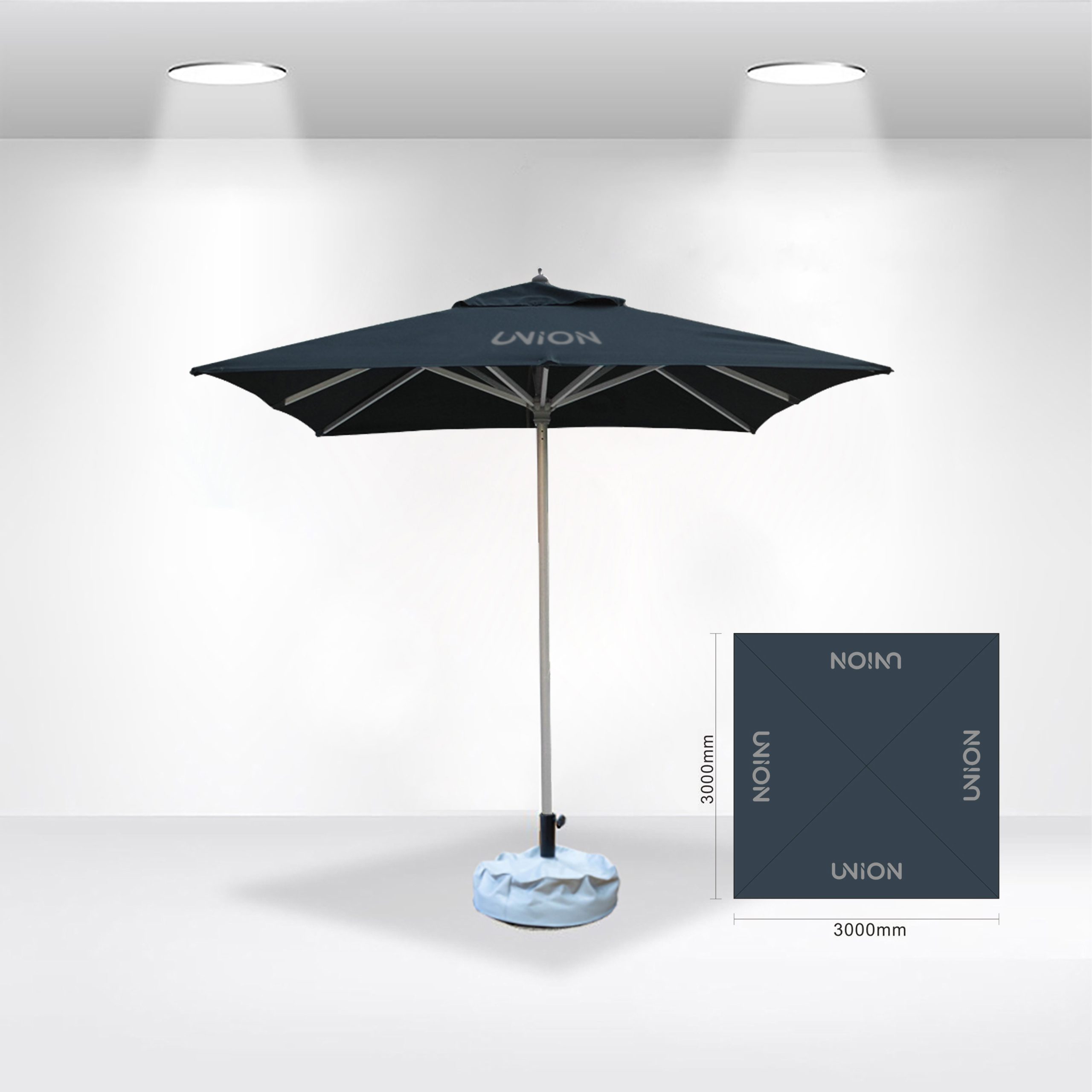 3x3m Square Stock Colour Commercial Market Umbrella - Image 2