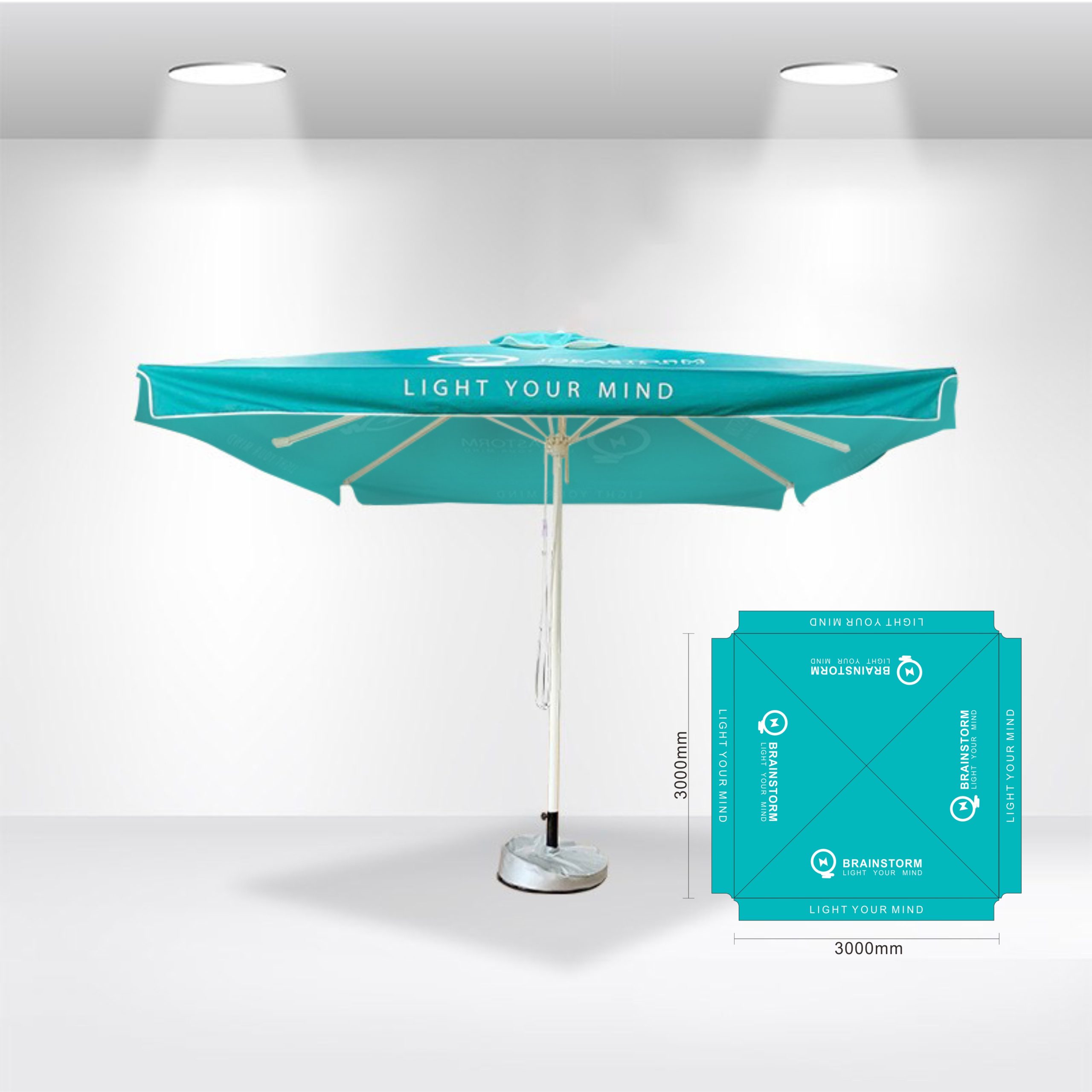 3x3m Square Stock Colour Commercial Market Umbrella - Image 12
