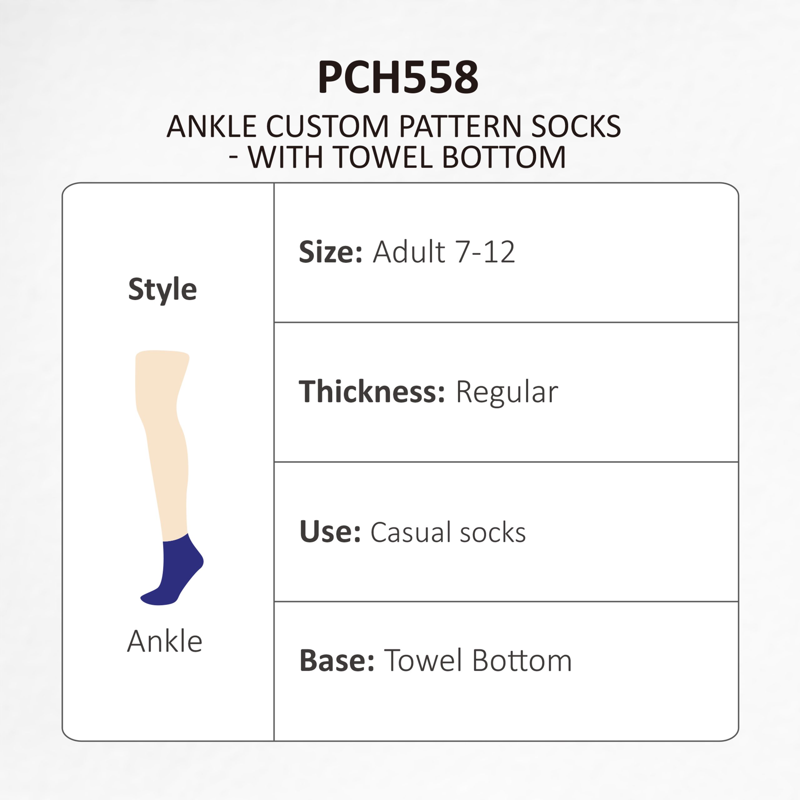 Ankle Custom Pattern Socks - With Towel Bottom - Image 11