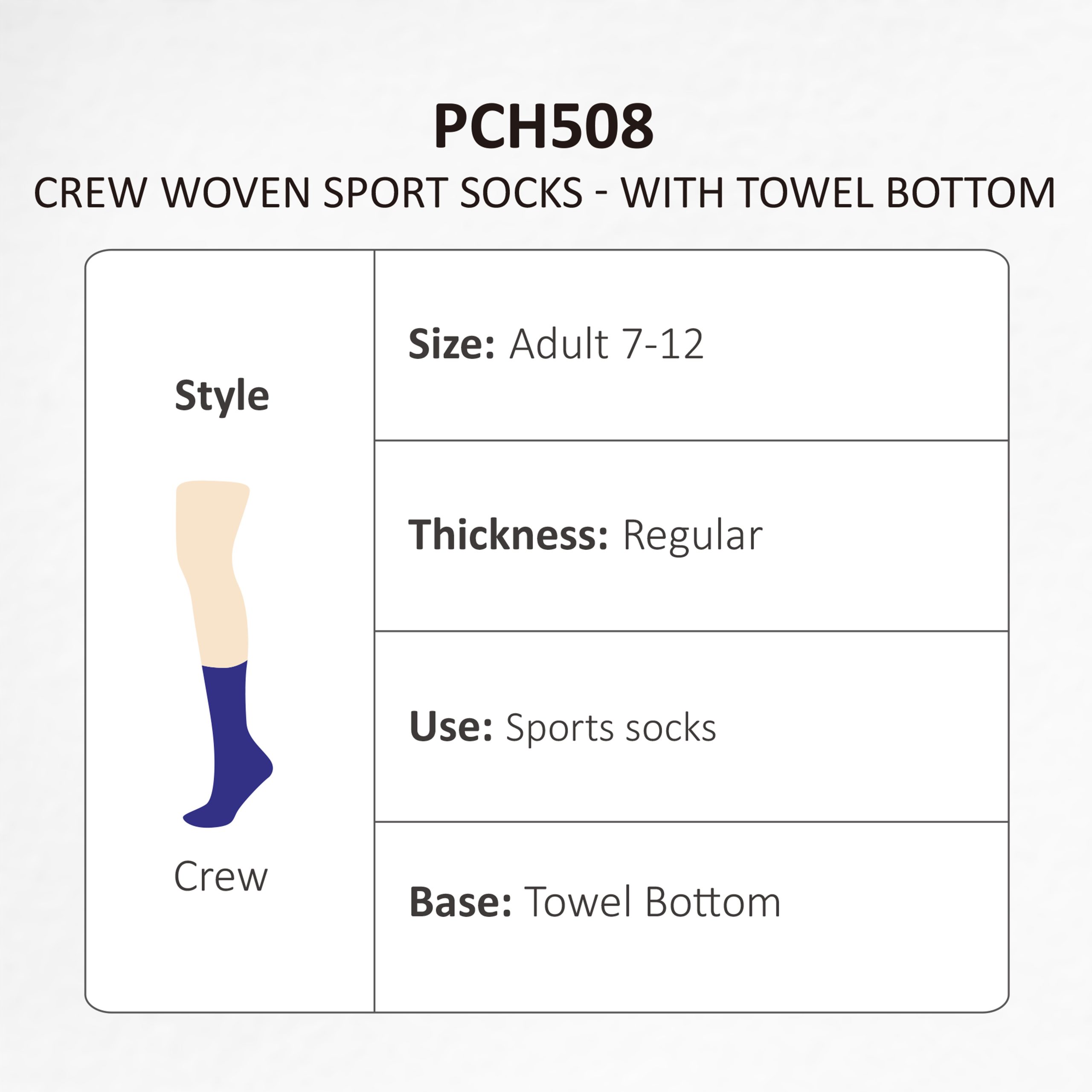Crew Woven Sport Socks - With Towel Bottom - Image 10