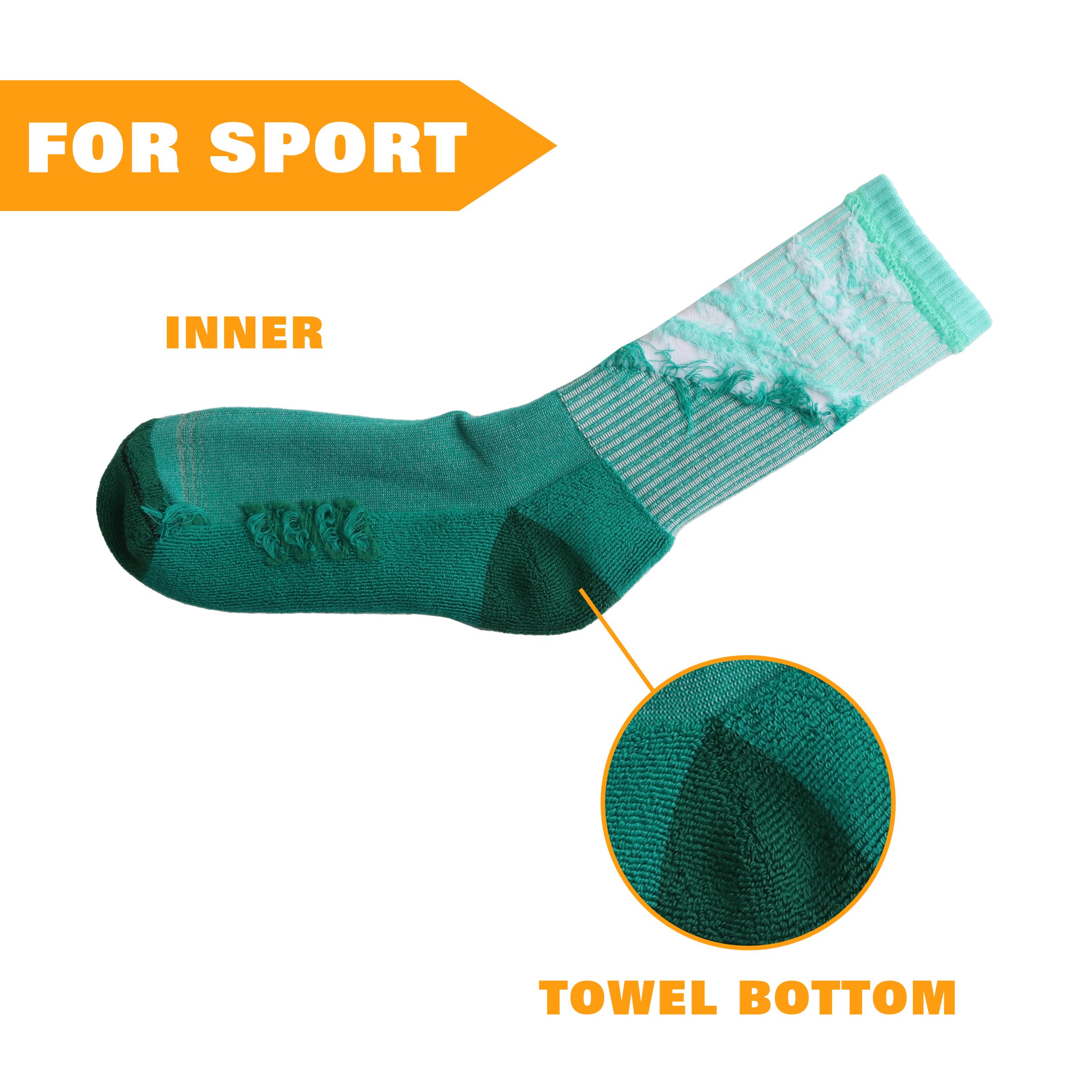 Crew Woven Sport Socks - With Towel Bottom - Image 5