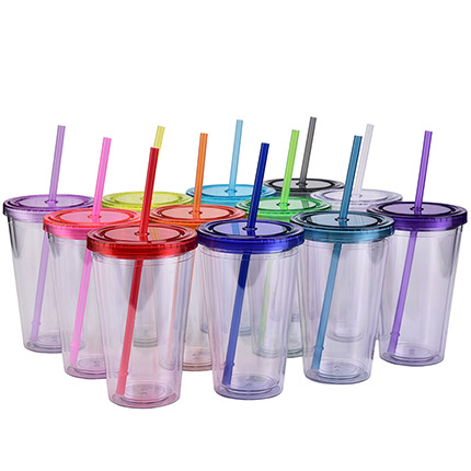 16oz Plastic Cups with Lids & Straws - Image 18