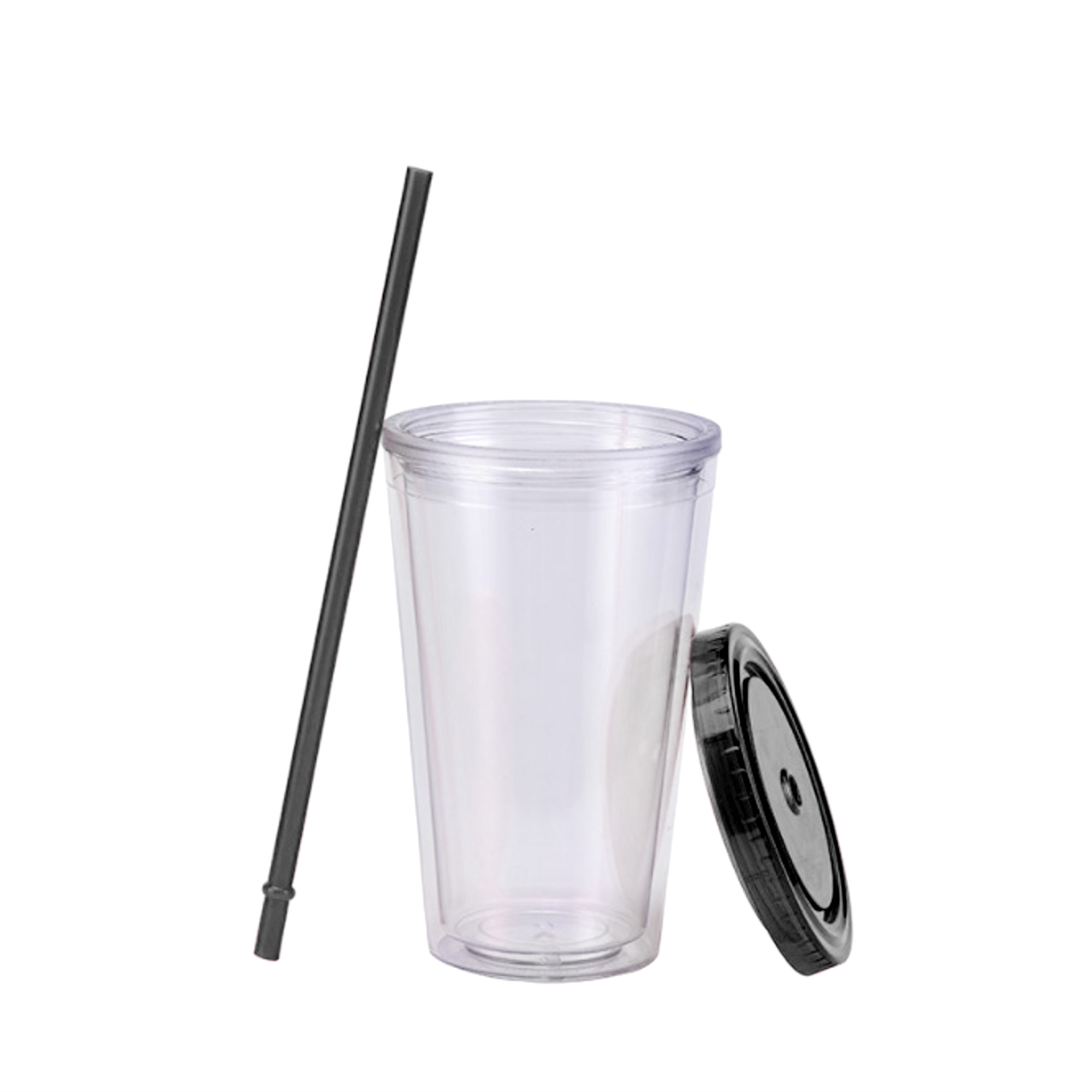 16oz Plastic Cups with Lids & Straws - Image 2