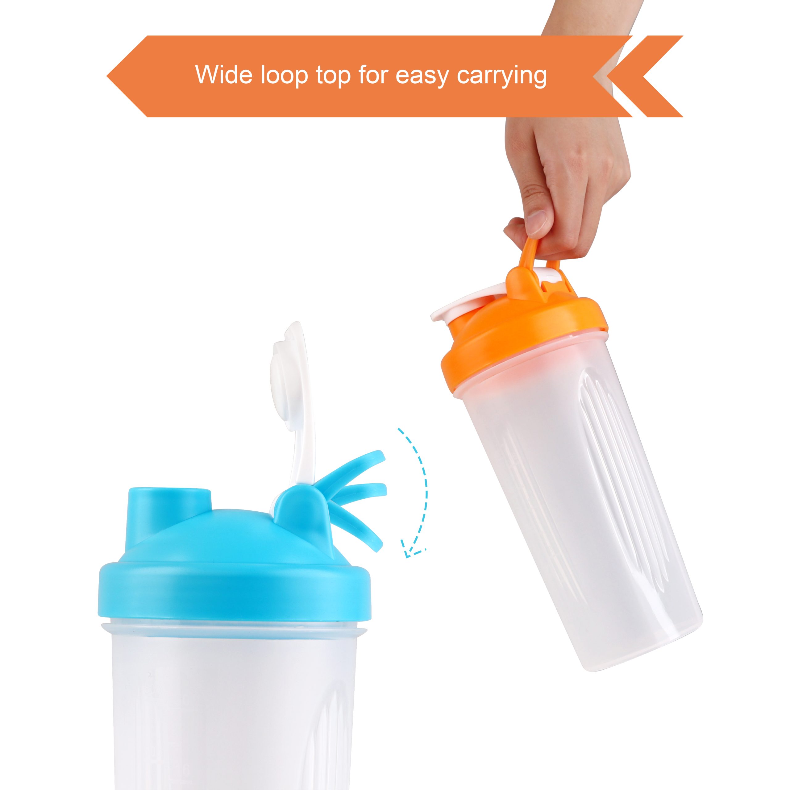 BPA Free Fitness Shaker Bottle with Loop 600ml - Image 9