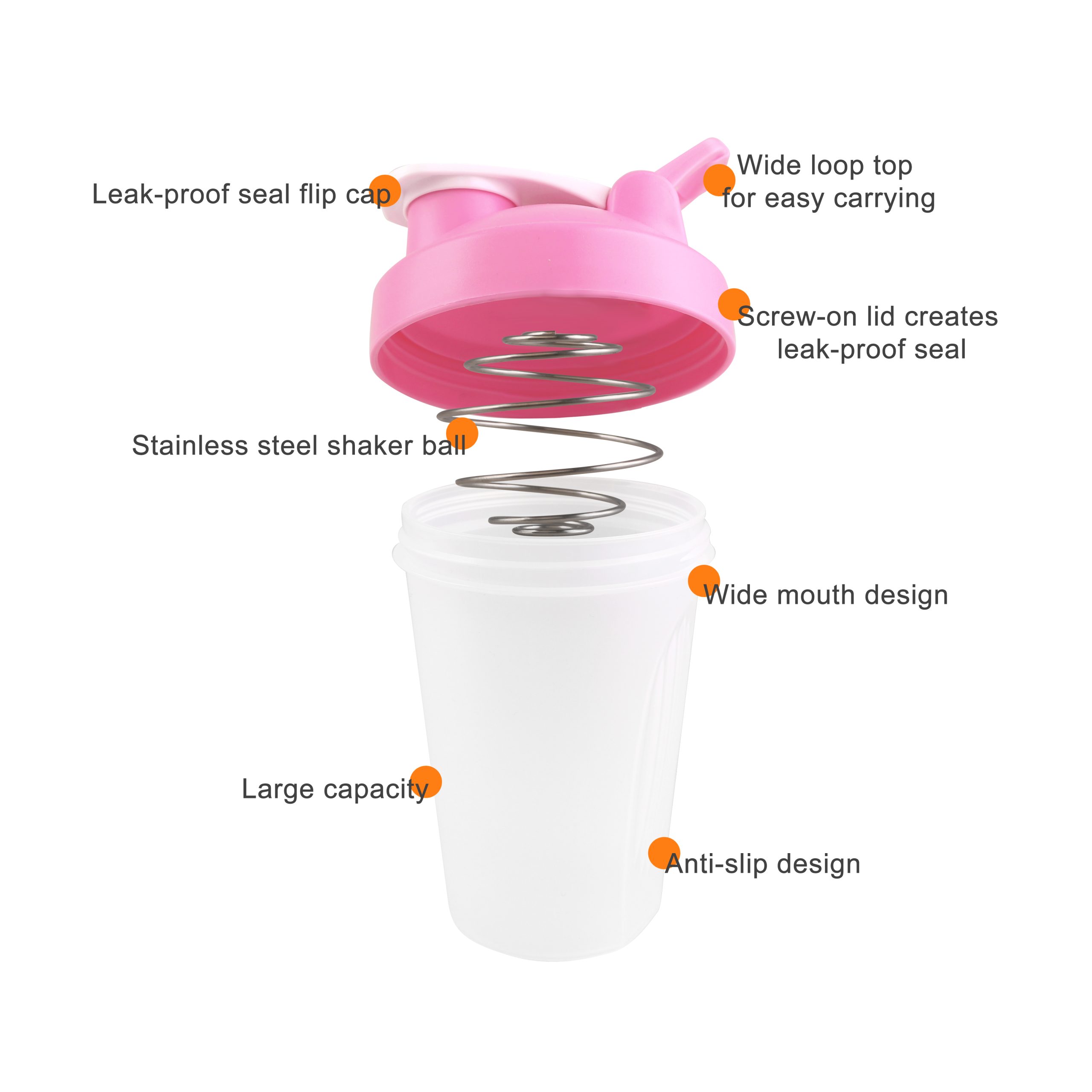 BPA Free Fitness Shaker Bottle with Loop 400ml - Image 11