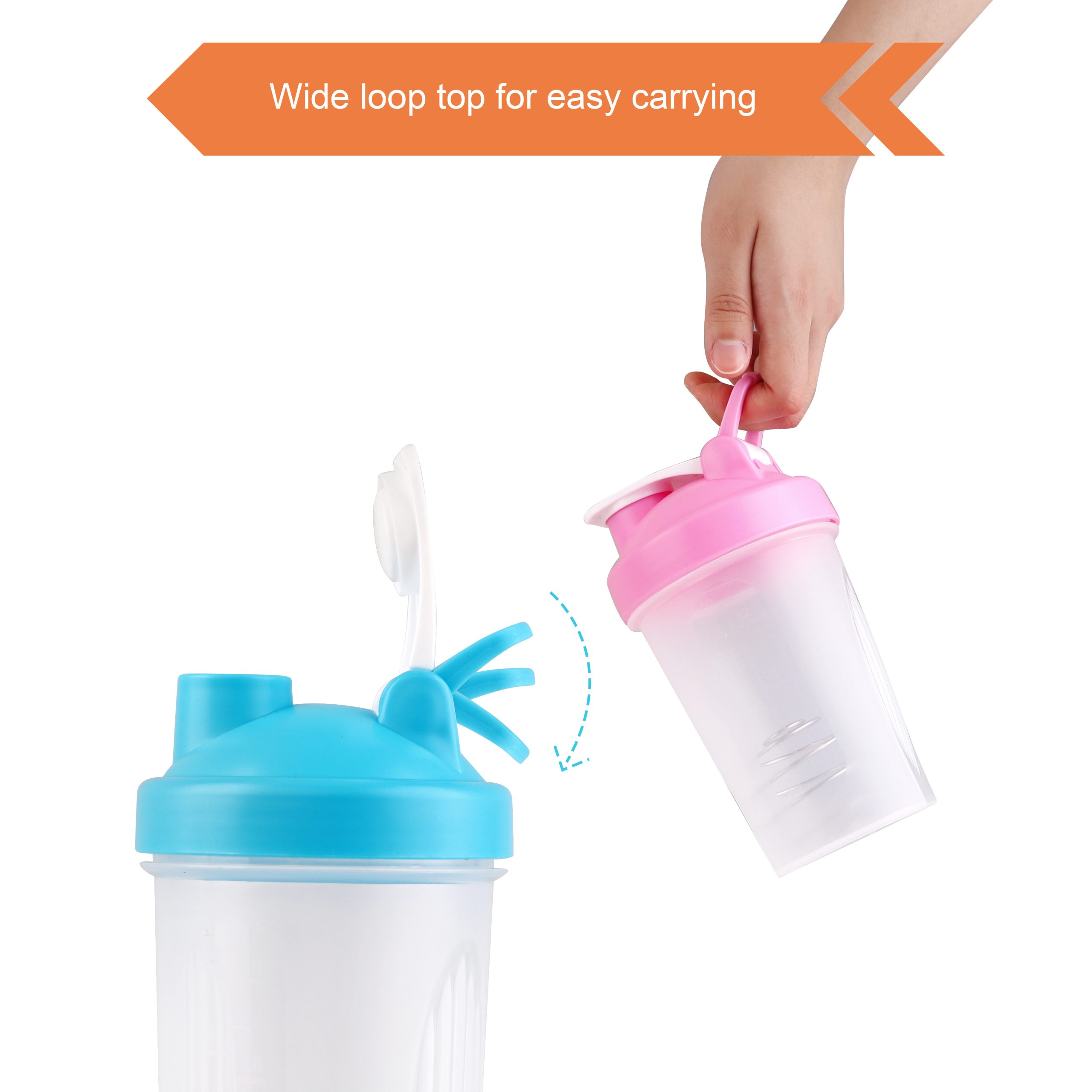 BPA Free Fitness Shaker Bottle with Loop 400ml - Image 8