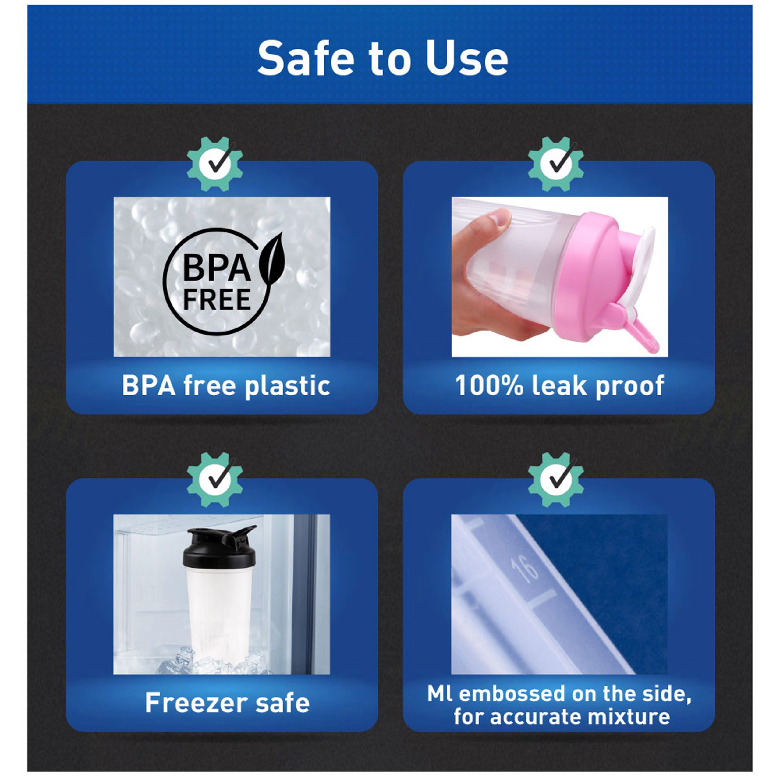 BPA Free Fitness Shaker Bottle with Loop 400ml - Image 13