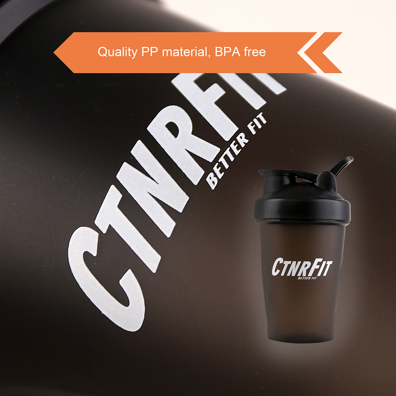 BPA Free Fitness Shaker Bottle with Loop 400ml - Image 7