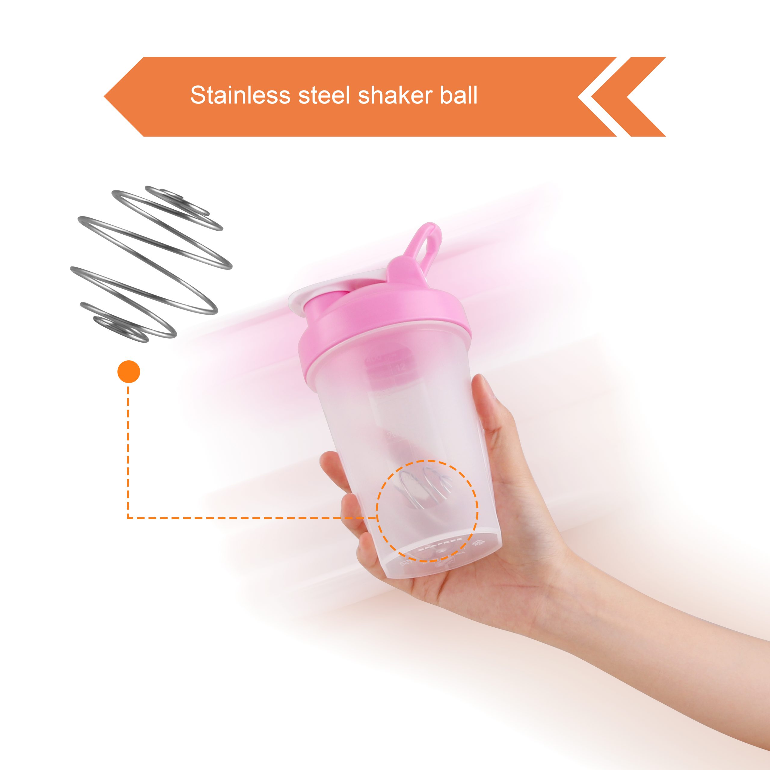 BPA Free Fitness Shaker Bottle with Loop 400ml - Image 9