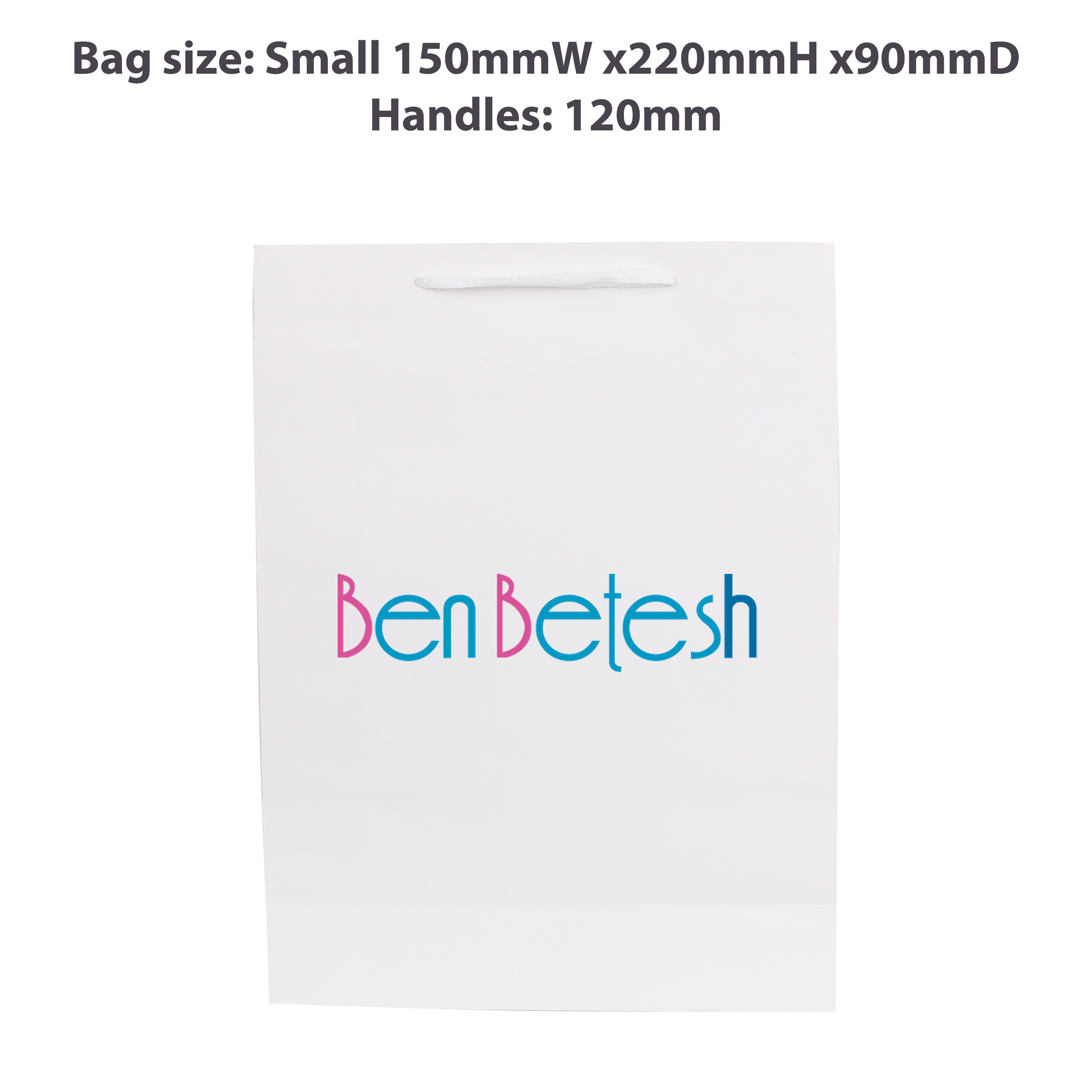 Small Vertical Paper Bag with Rope Handle(150 x 220 x 90mm) - Image 3