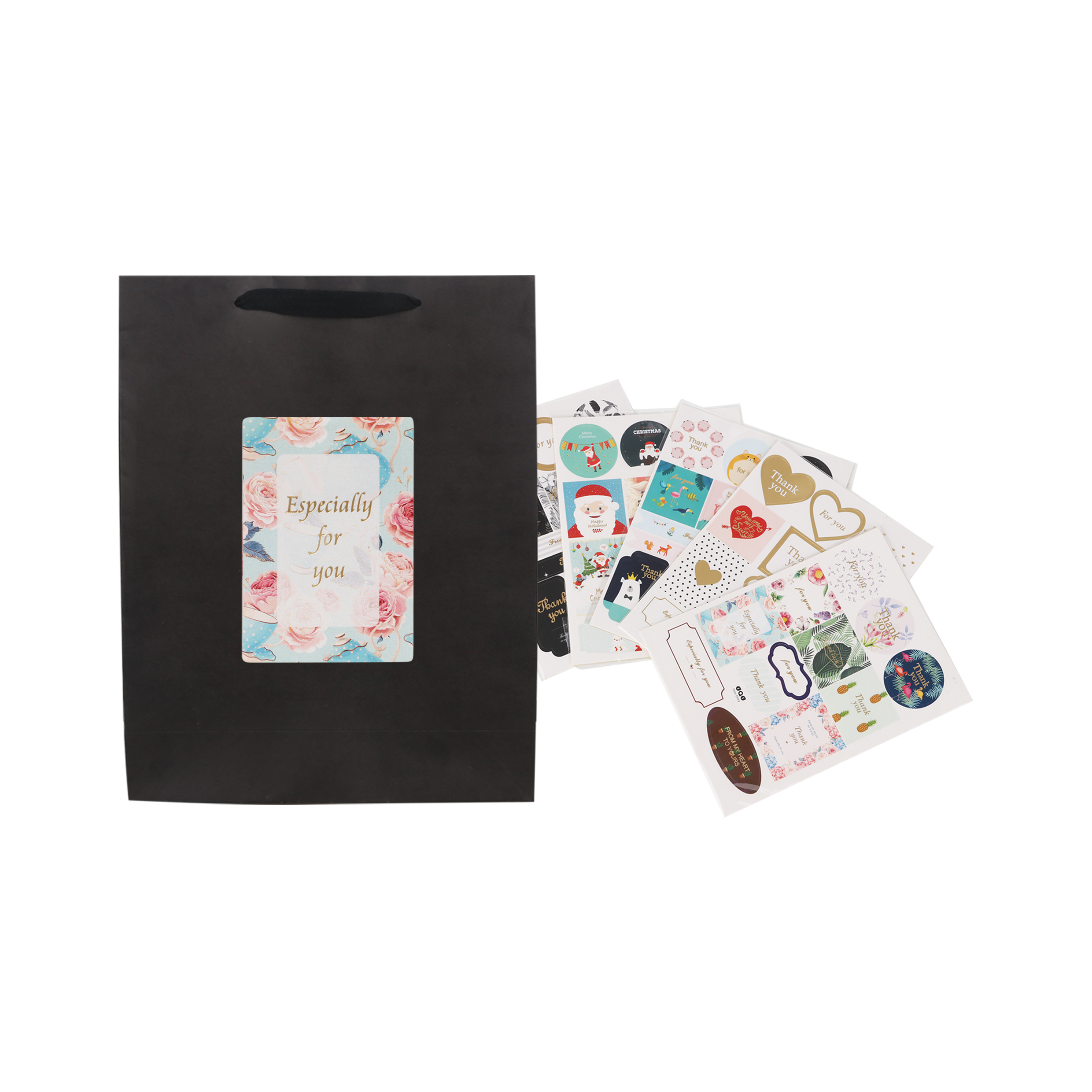 Medium Vertical Paper Bag with Fabric Flat Handle(210 x 270 x 110mm) - Image 6