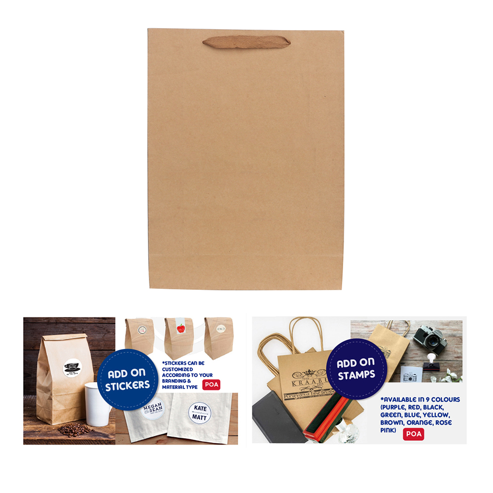 Large Vertical Paper Bag with Fabric Flat Handle(300 x 400 x 110mm) - Image 7