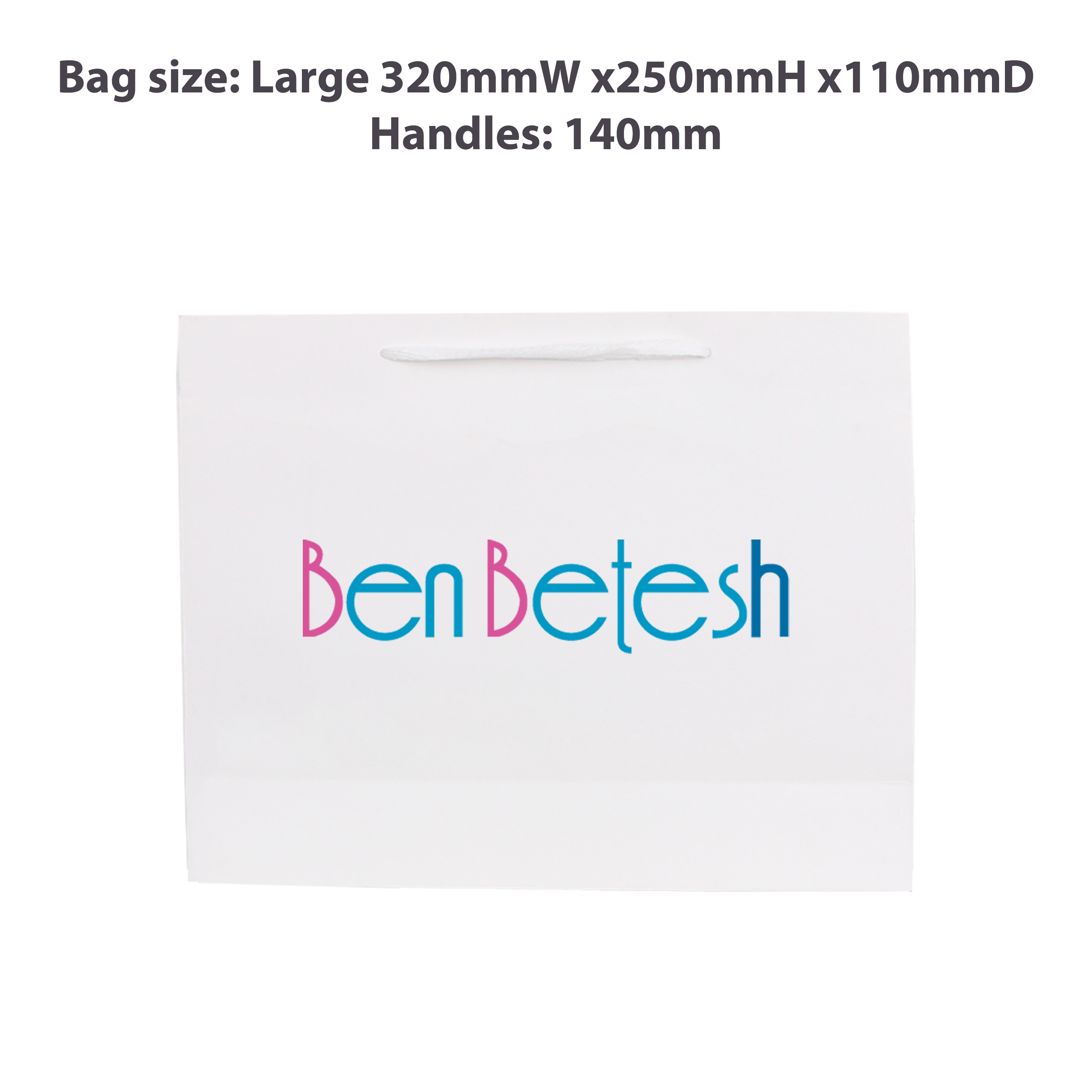 Large Crosswise Paper Bag with Fabric Flat Handle(320 x 250 x 110mm) - Image 3