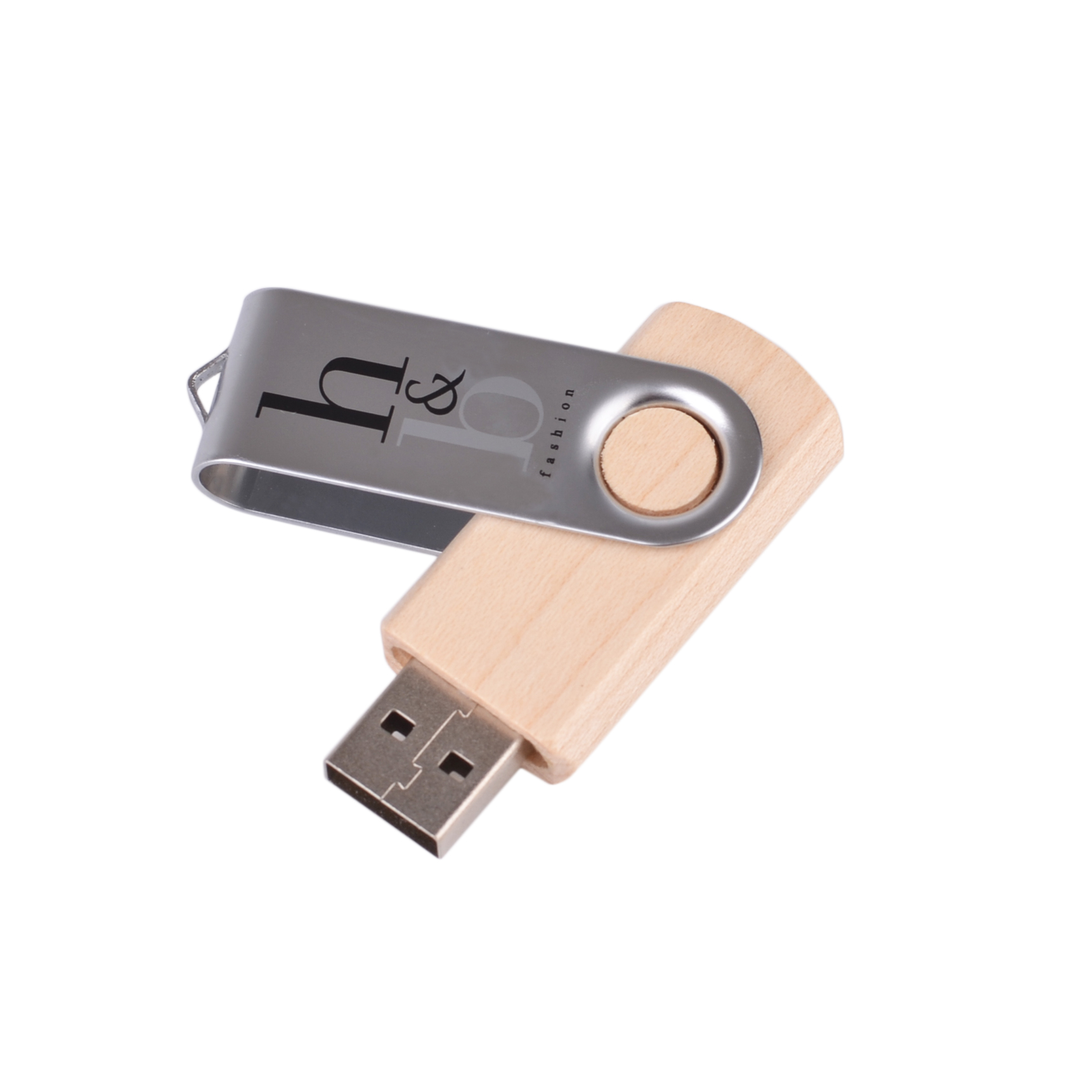 Metal Swivel Wooden Flash Drive - Image 5